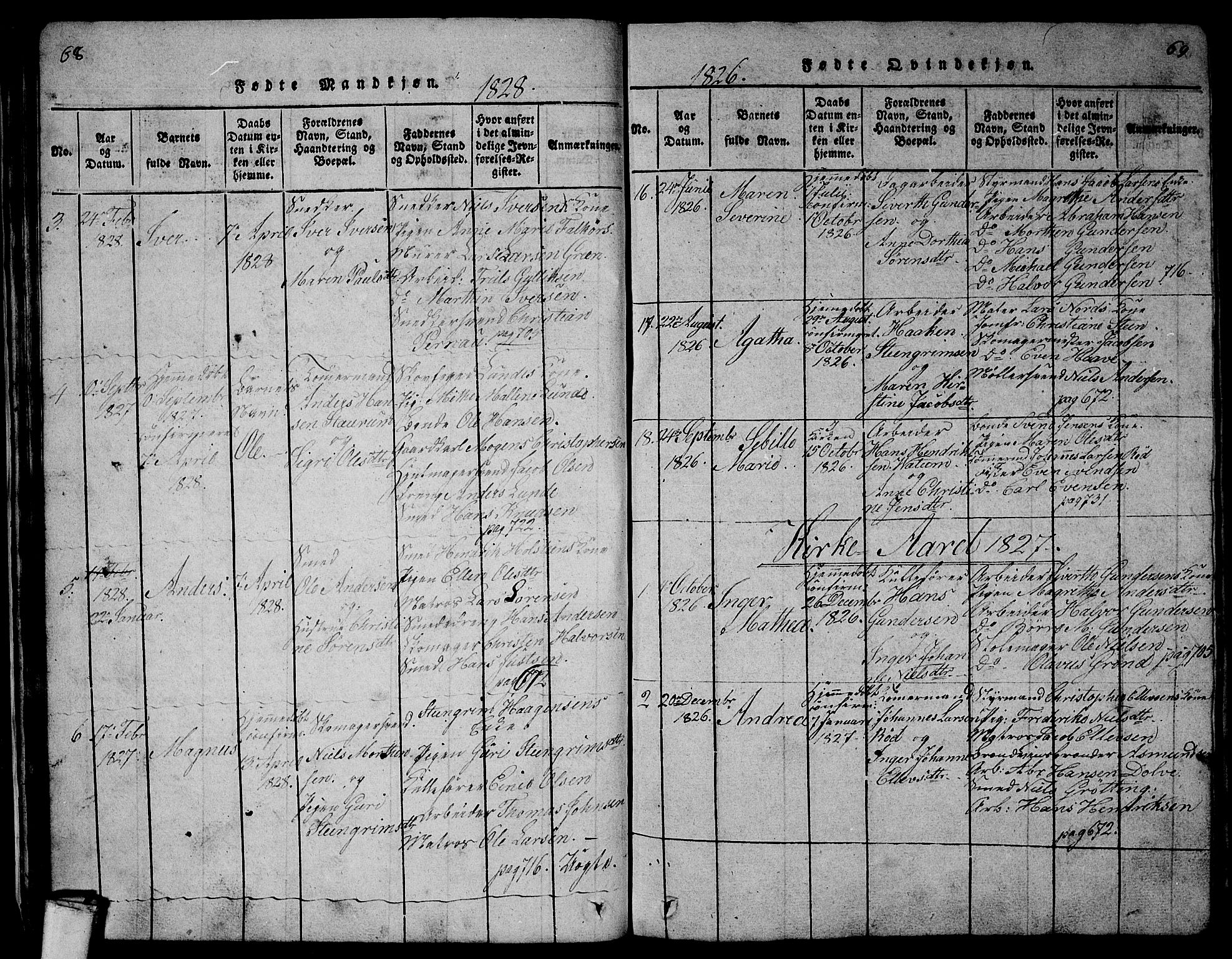 Larvik kirkebøker, SAKO/A-352/G/Gb/L0001: Parish register (copy) no. II 1, 1818-1843, p. 68-69