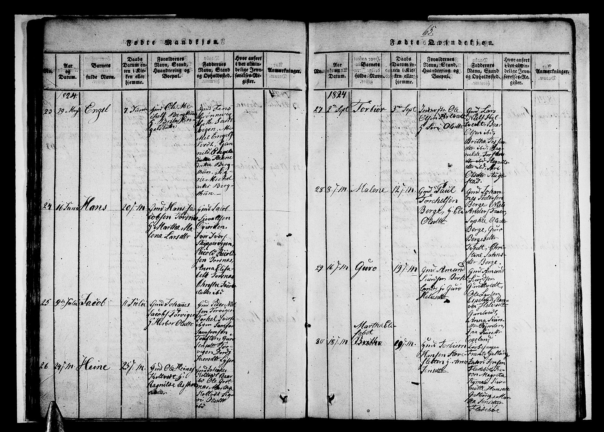Strandebarm sokneprestembete, AV/SAB-A-78401/H/Haa: Parish register (official) no. A 5, 1816-1826, p. 65