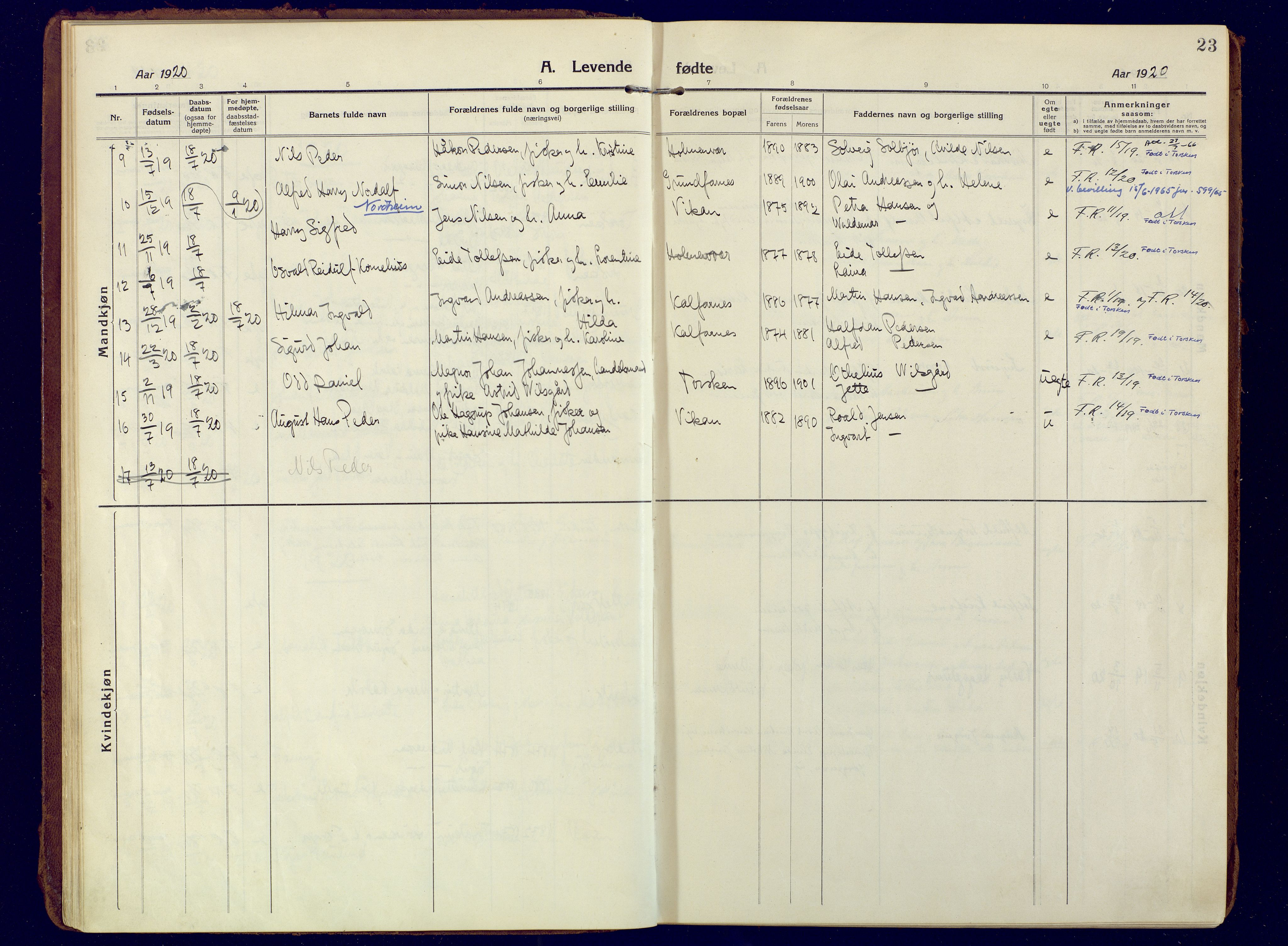 Berg sokneprestkontor, AV/SATØ-S-1318/G/Ga/Gaa/L0010kirke: Parish register (official) no. 10, 1916-1928, p. 23