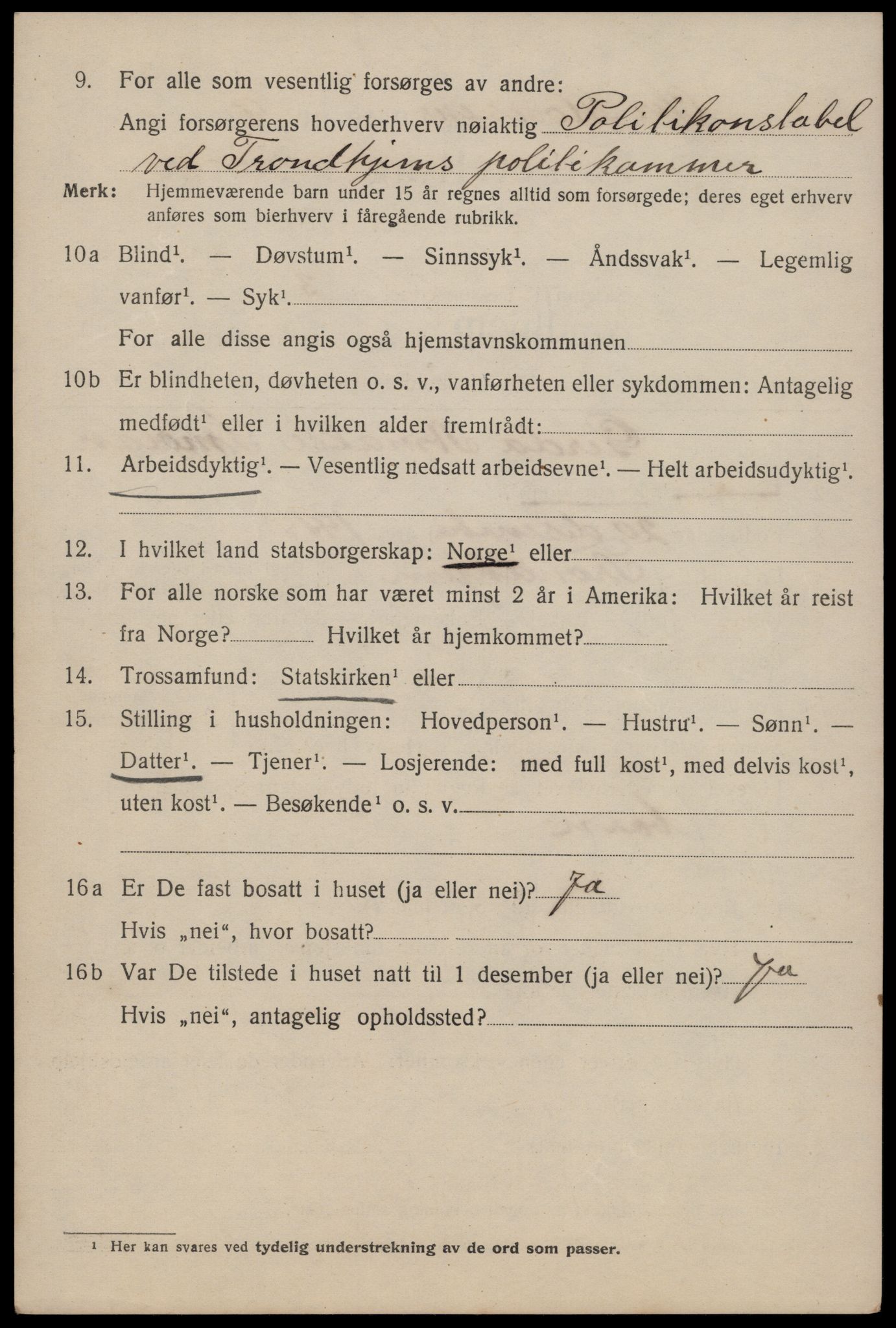 SAT, 1920 census for Trondheim, 1920, p. 113363