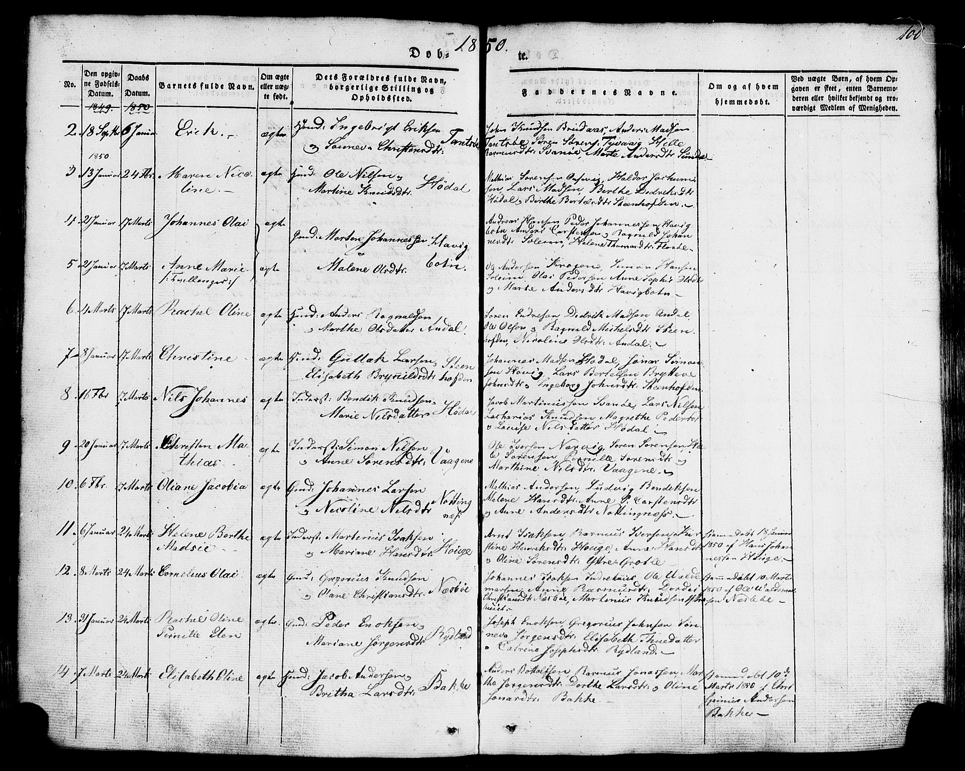 Kinn sokneprestembete, AV/SAB-A-80801/H/Haa/Haaa/L0005: Parish register (official) no. A 5, 1841-1857, p. 100