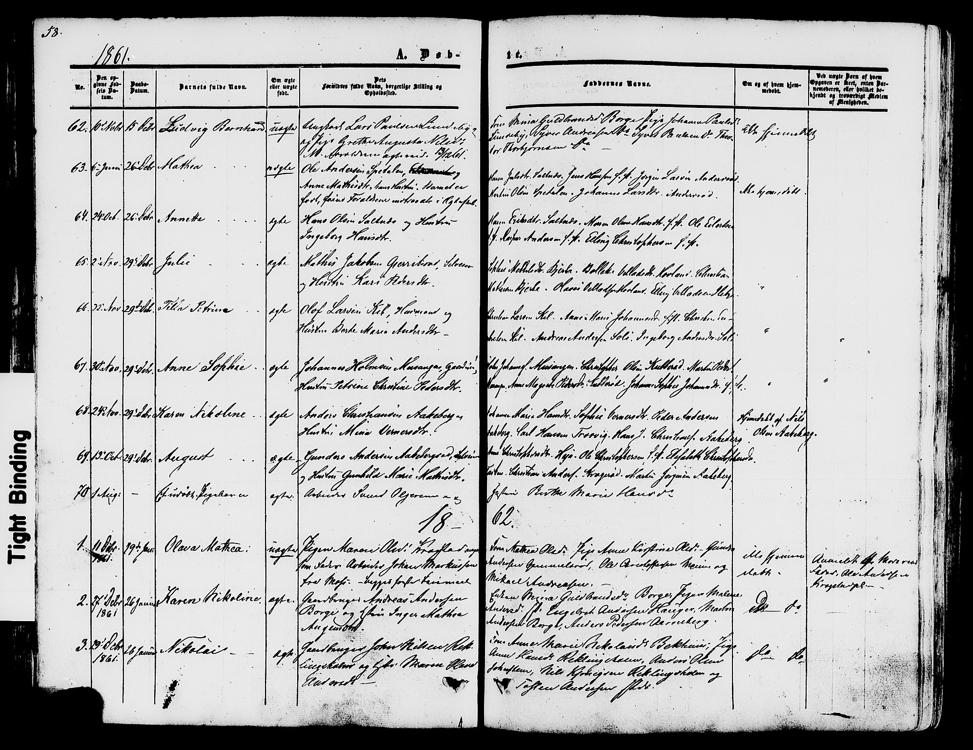 Råde prestekontor kirkebøker, SAO/A-2009/F/Fa/L0006: Parish register (official) no. 6, 1854-1877, p. 58