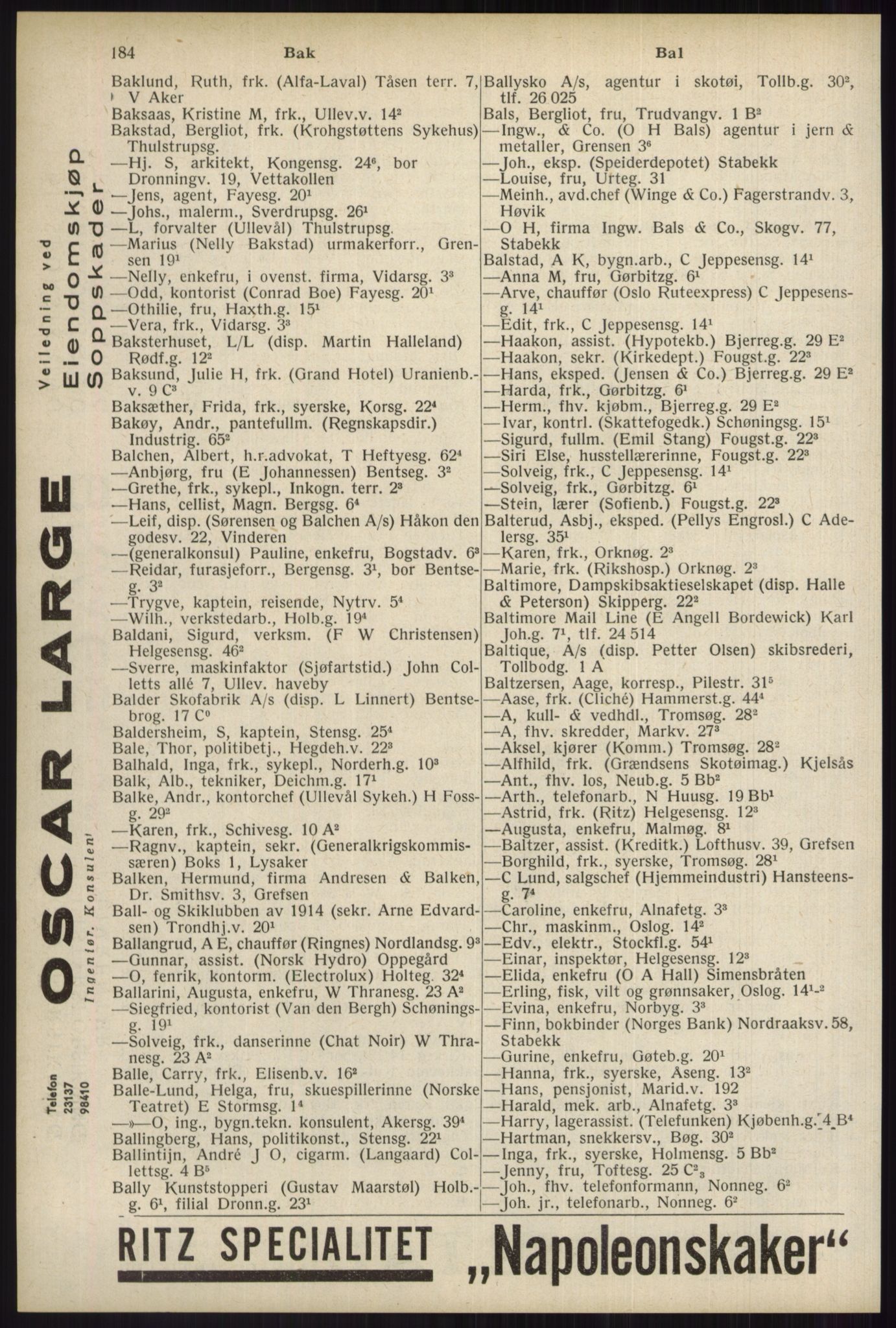 Kristiania/Oslo adressebok, PUBL/-, 1934, p. 184