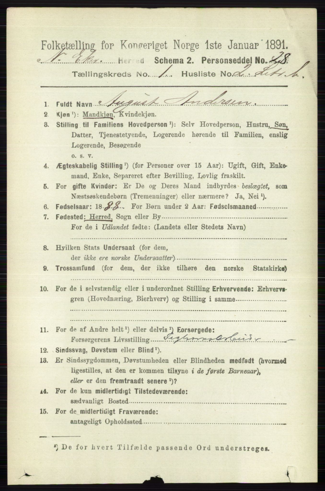 RA, 1891 census for 0625 Nedre Eiker, 1891, p. 438