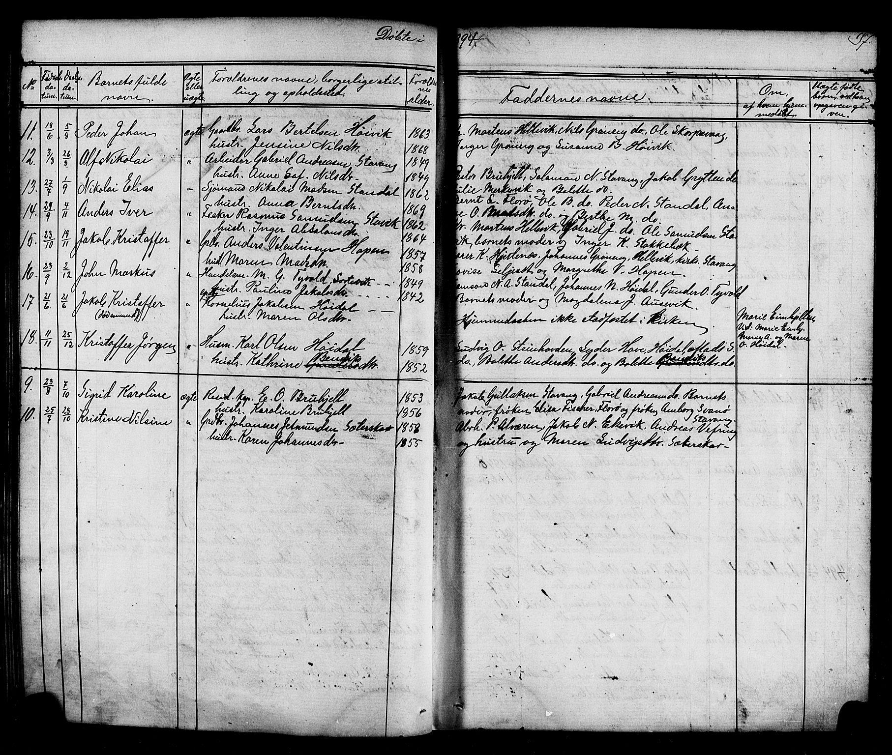 Kinn sokneprestembete, AV/SAB-A-80801/H/Hab/Habc/L0002: Parish register (copy) no. C 2, 1869-1918, p. 97