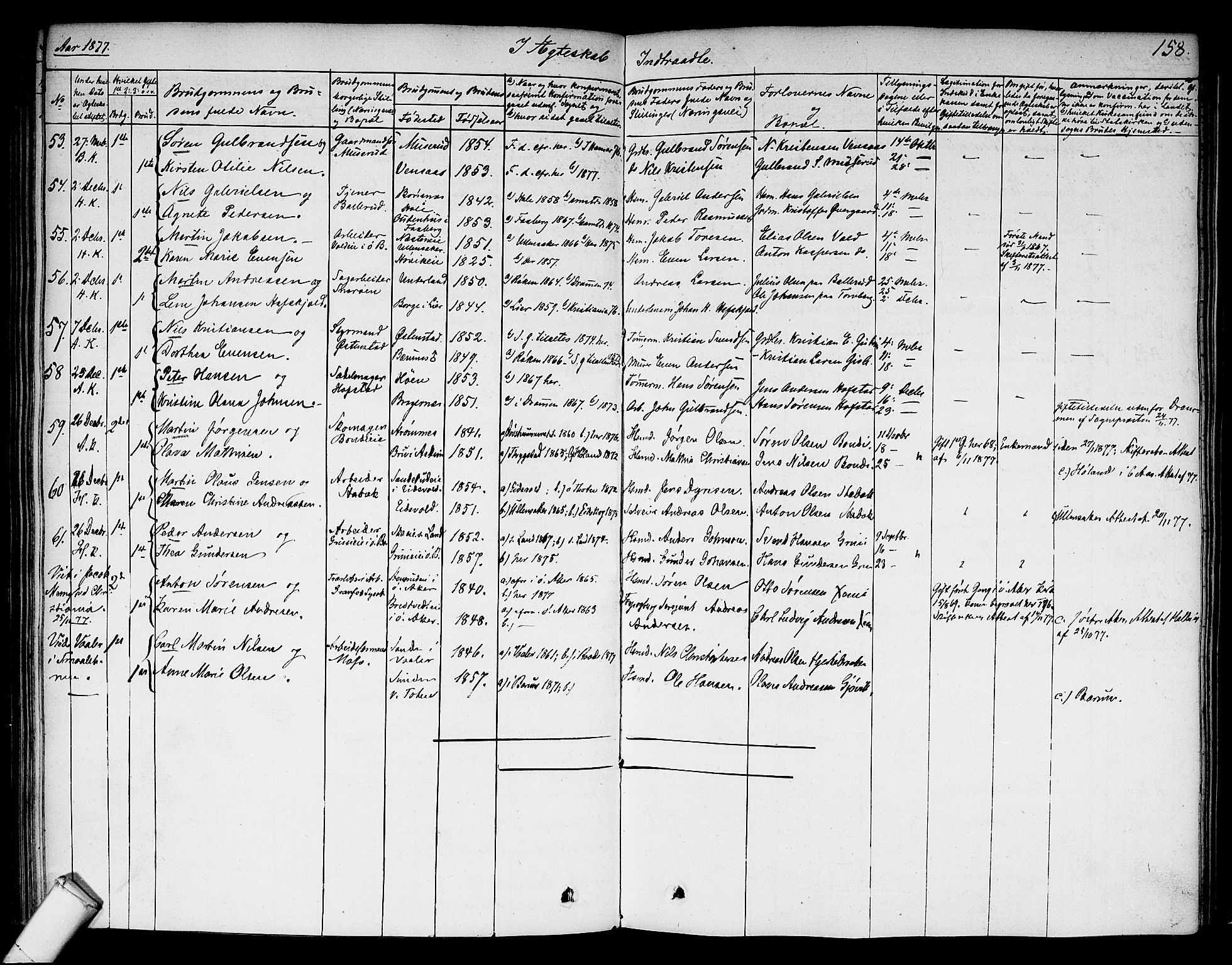 Asker prestekontor Kirkebøker, SAO/A-10256a/F/Fa/L0010: Parish register (official) no. I 10, 1825-1878, p. 158