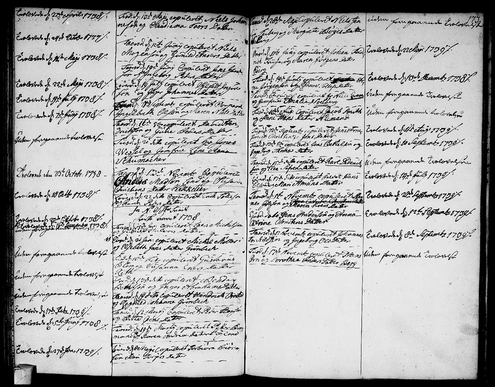 Strømsø kirkebøker, SAKO/A-246/F/Fa/L0005: Parish register (official) no. I 5, 1734-1739, p. 173