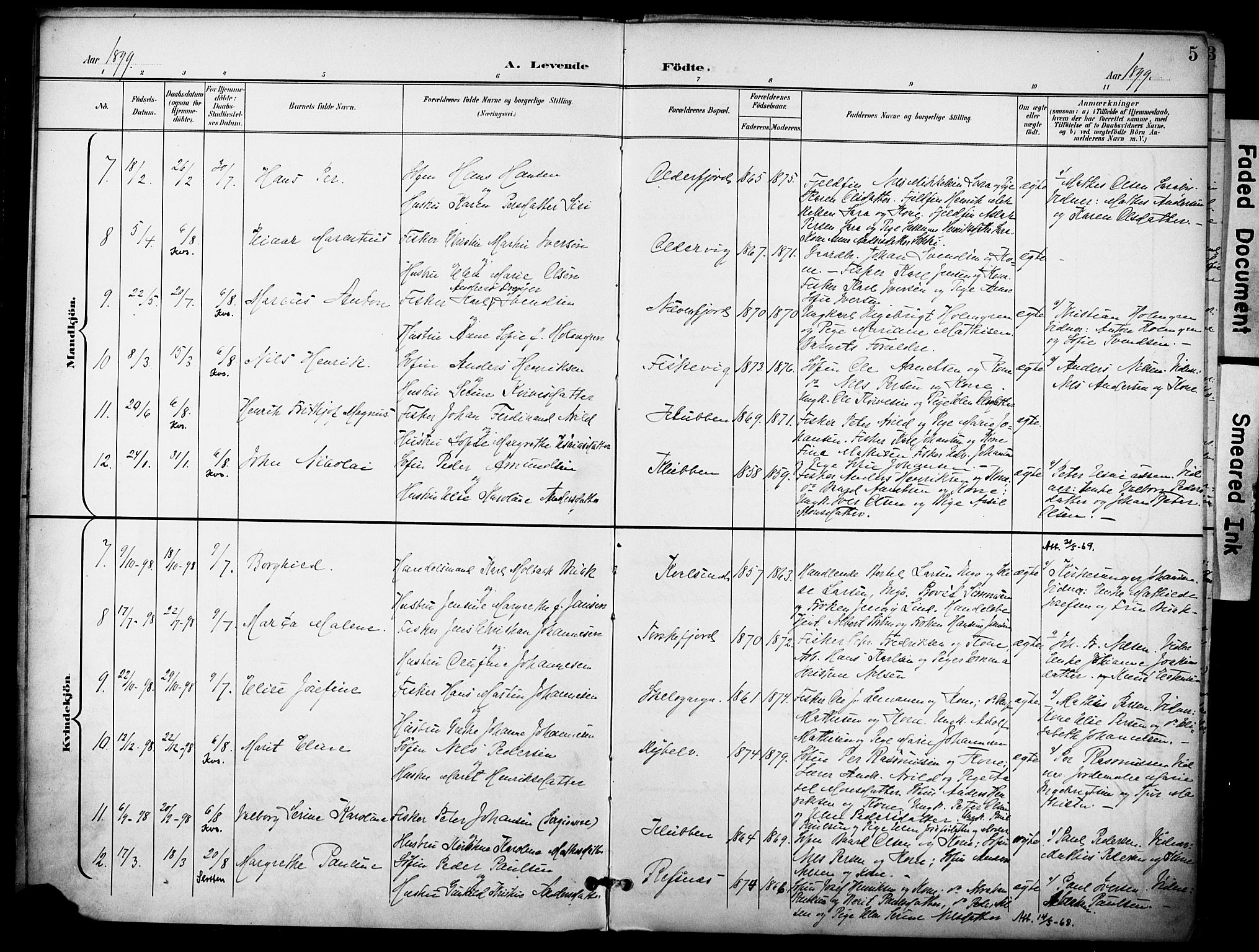 Hammerfest sokneprestkontor, SATØ/S-1347/H/Ha/L0012.kirke: Parish register (official) no. 12, 1898-1908, p. 5