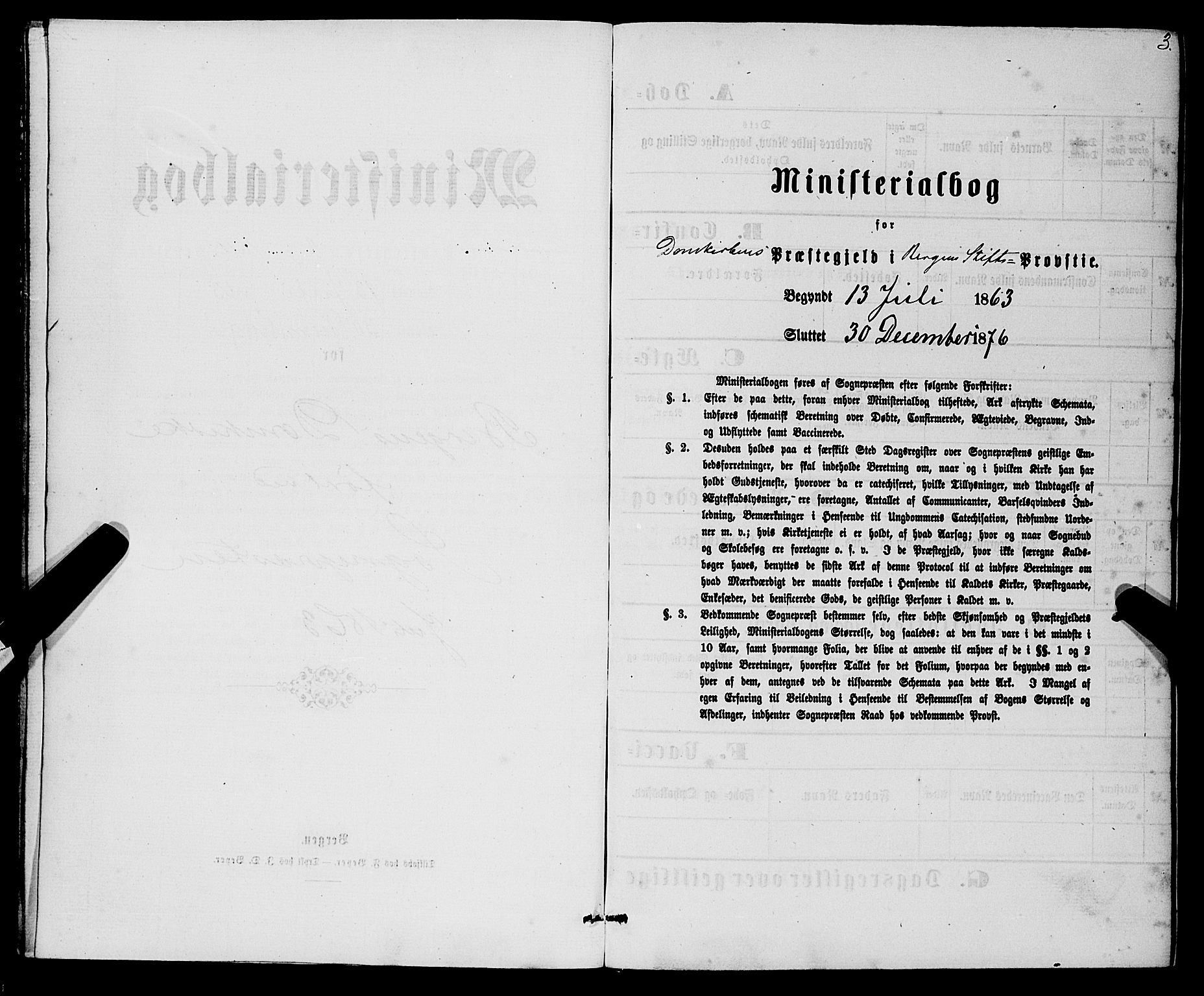Domkirken sokneprestembete, SAB/A-74801/H/Haa/L0042: Parish register (official) no. E 3, 1863-1876, p. 3