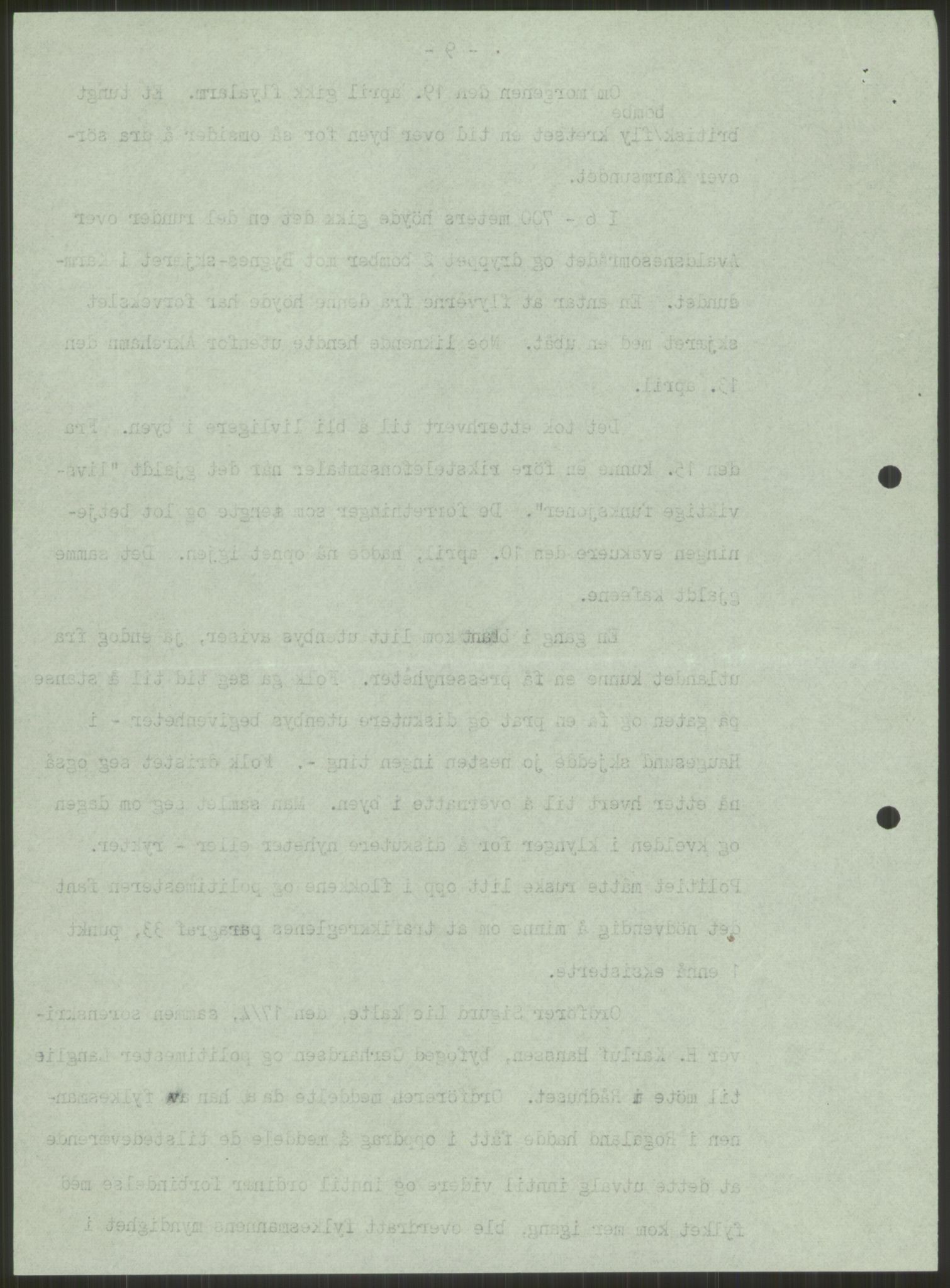 Forsvaret, Forsvarets krigshistoriske avdeling, AV/RA-RAFA-2017/Y/Ya/L0015: II-C-11-31 - Fylkesmenn.  Rapporter om krigsbegivenhetene 1940., 1940, p. 97