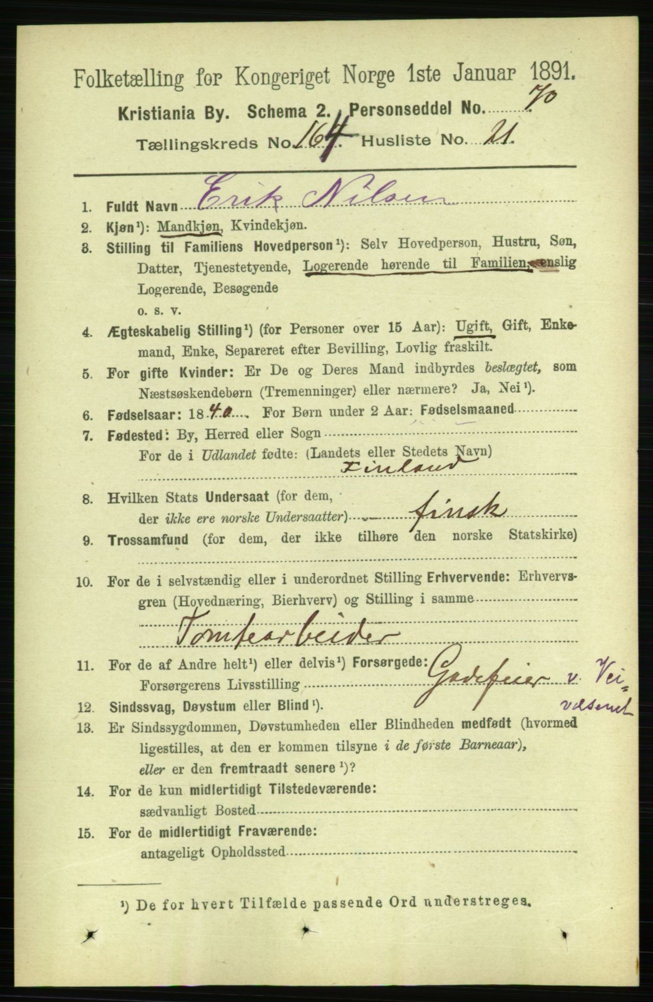 RA, 1891 census for 0301 Kristiania, 1891, p. 95005