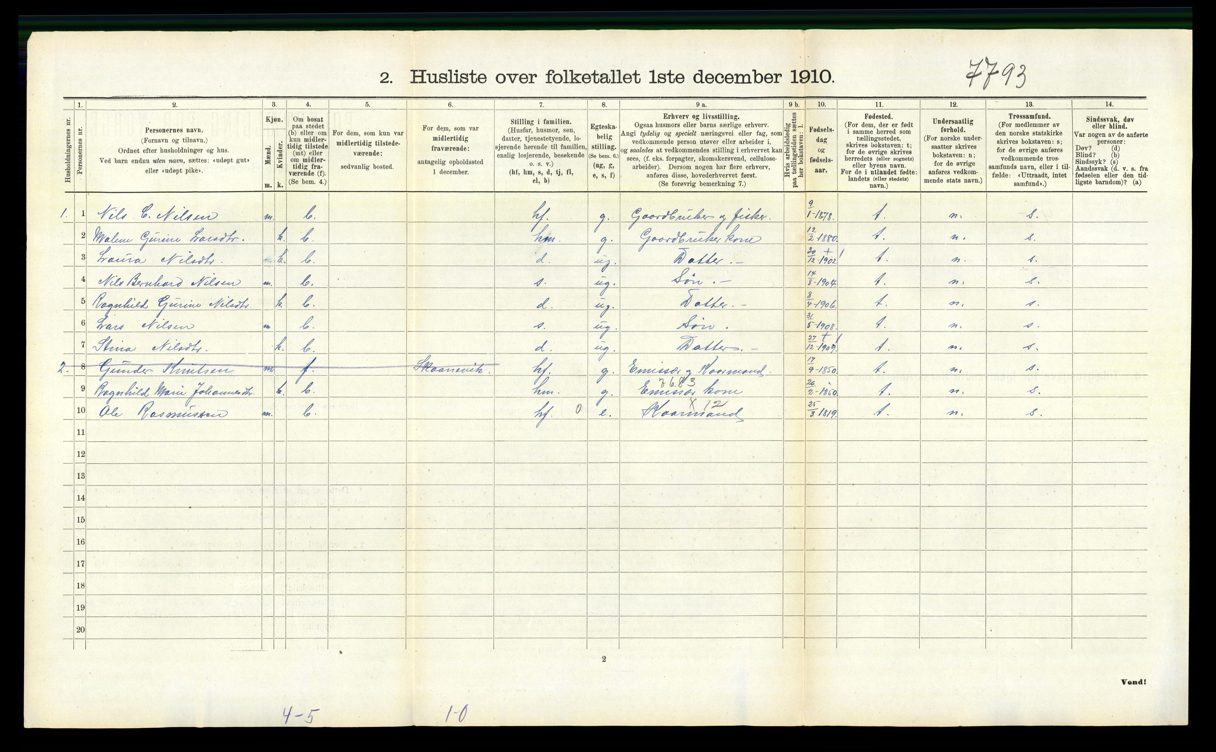 RA, 1910 census for Finnås, 1910, p. 633