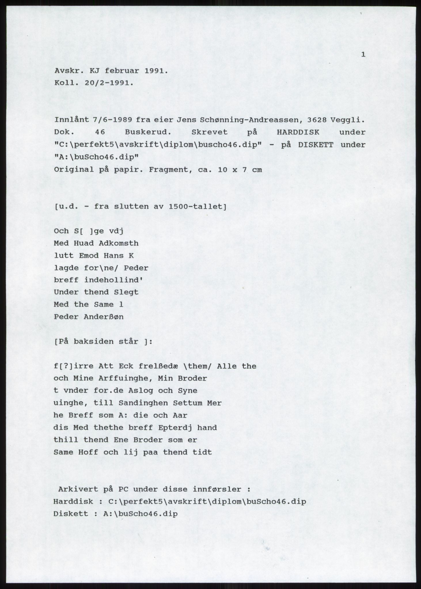 Samlinger til kildeutgivelse, Diplomavskriftsamlingen, RA/EA-4053/H/Ha, p. 234