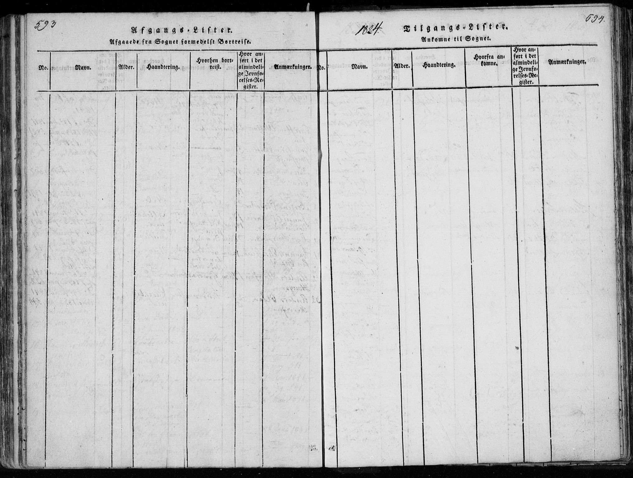 Modum kirkebøker, AV/SAKO-A-234/F/Fa/L0005: Parish register (official) no. 5, 1824-1841, p. 593-594