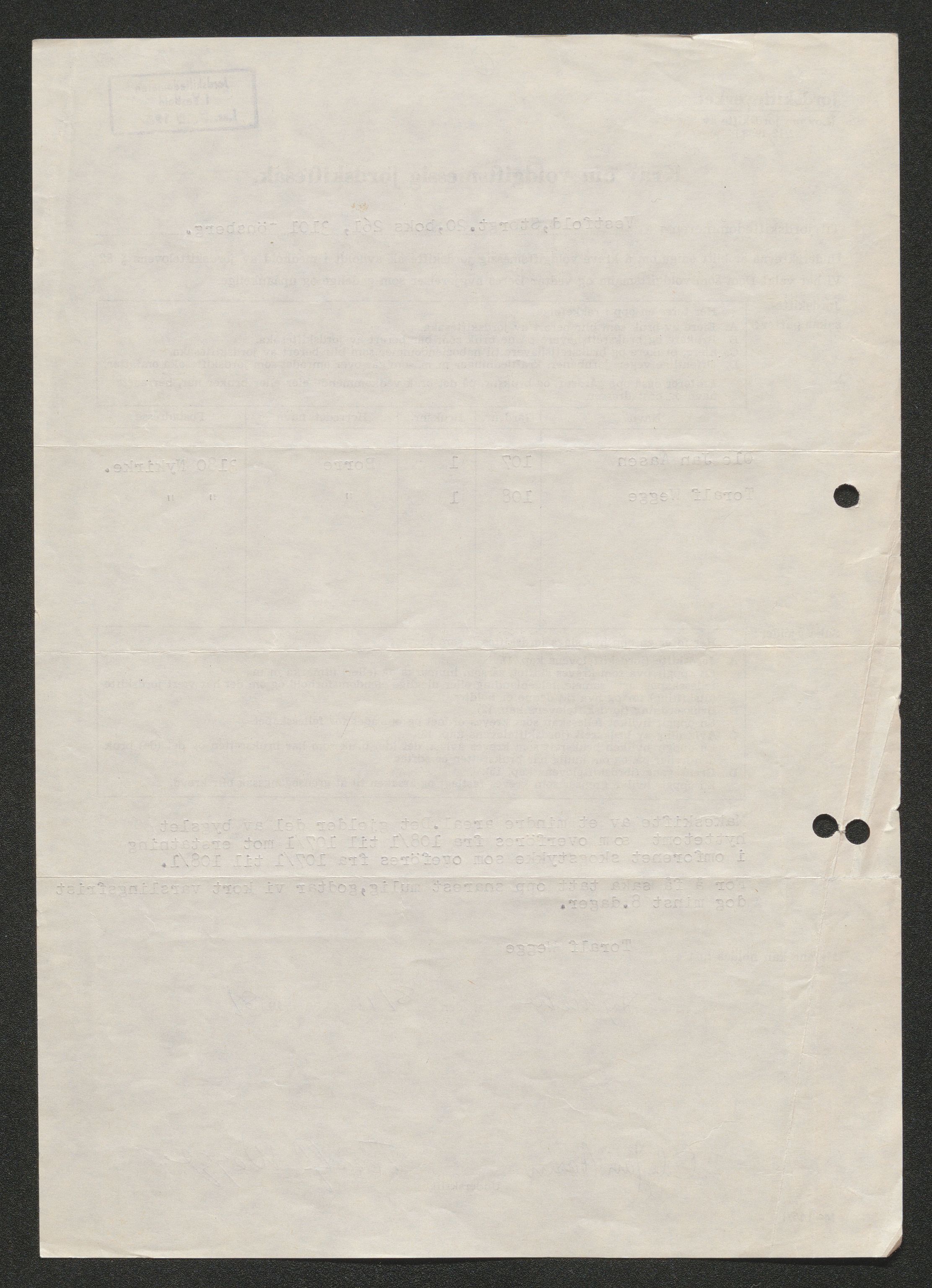 Vestfold jordskifterett, AV/SAKO-A-1152/G/Gb/L0021/0003: Horten, gnr. 72-108 / Gårdsnr. 108: Sak 0700-1981-0051, 1982-1984, p. 5