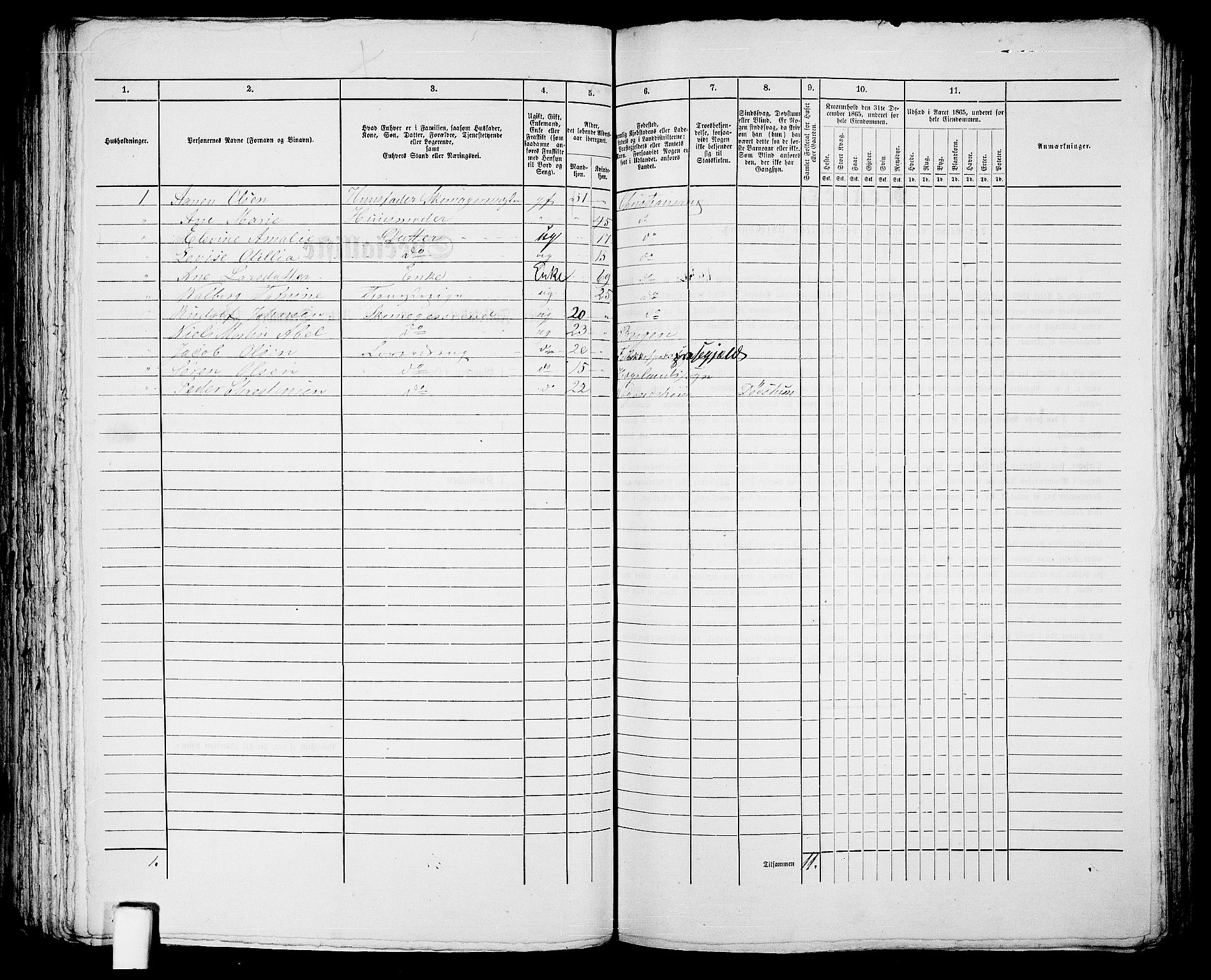 RA, 1865 census for Kristiansand, 1865, p. 1764