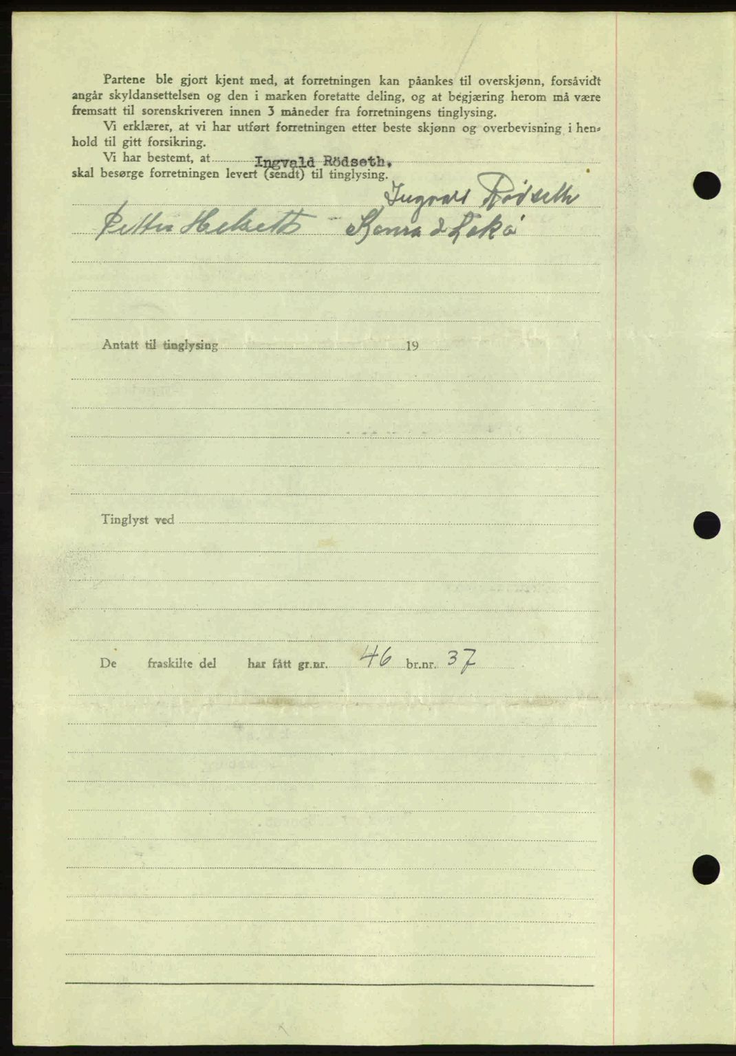 Romsdal sorenskriveri, AV/SAT-A-4149/1/2/2C: Mortgage book no. A15, 1943-1944, Diary no: : 245/1944