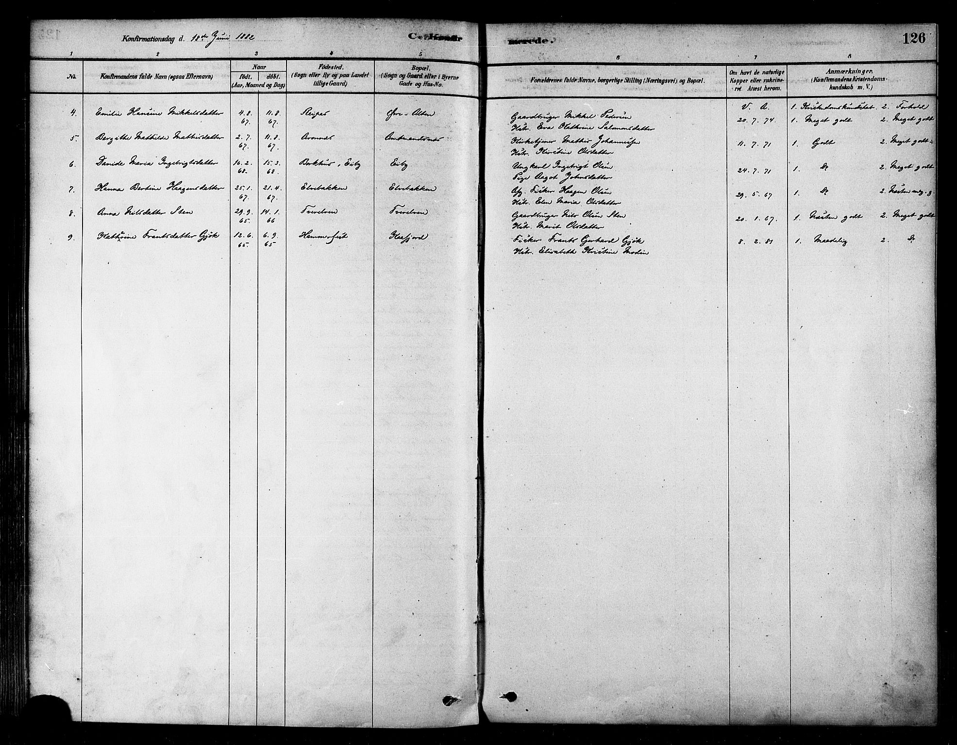 Alta sokneprestkontor, AV/SATØ-S-1338/H/Ha/L0002.kirke: Parish register (official) no. 2, 1879-1892, p. 126