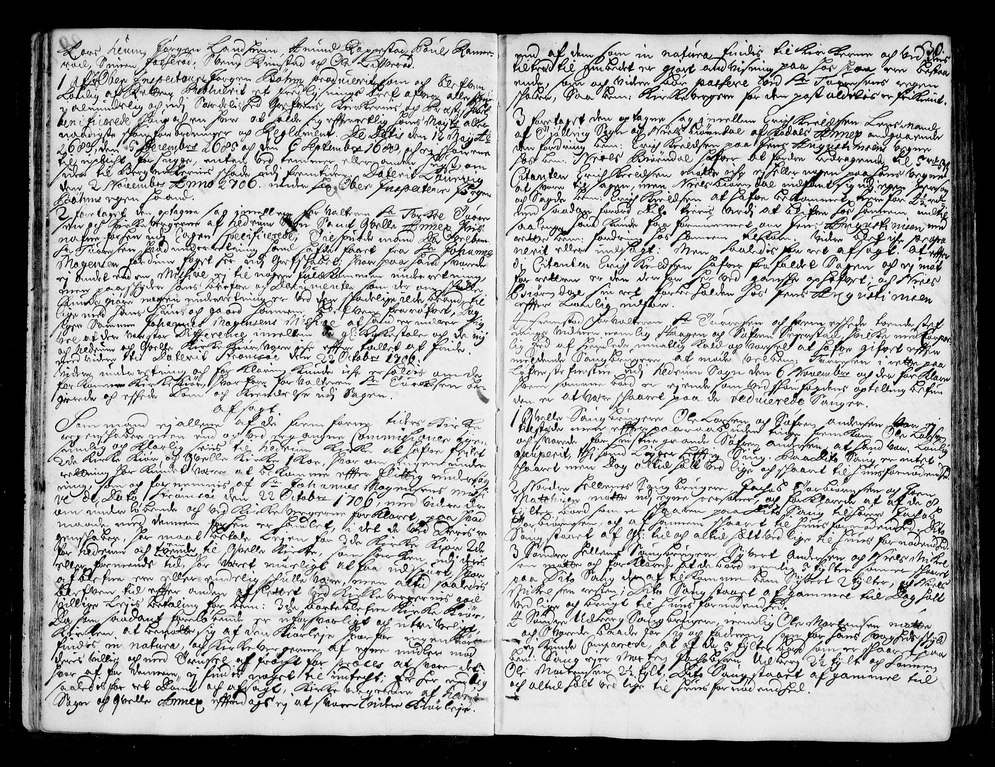 Larvik sorenskriveri, AV/SAKO-A-83/F/Fa/L0011: Tingbok, 1706-1710, p. 30