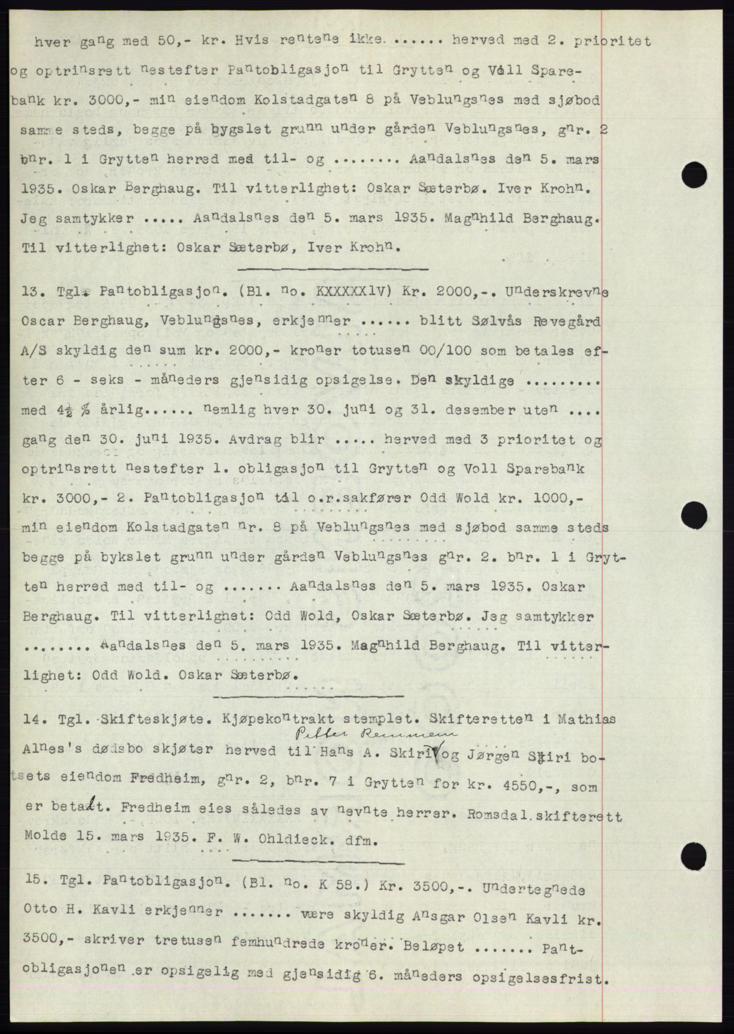 Romsdal sorenskriveri, AV/SAT-A-4149/1/2/2C/L0066: Mortgage book no. 60, 1934-1935, Deed date: 15.03.1935