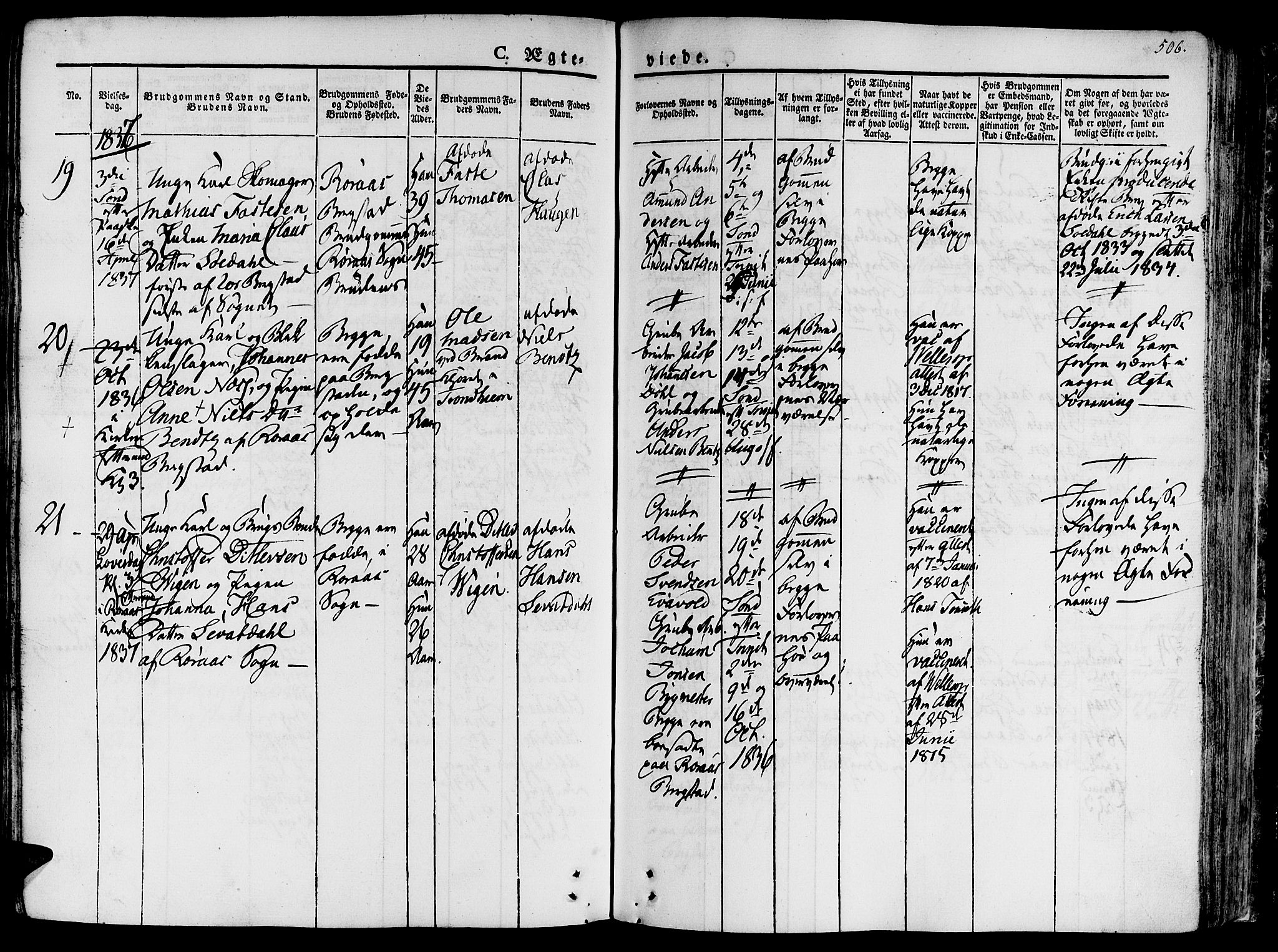 Ministerialprotokoller, klokkerbøker og fødselsregistre - Sør-Trøndelag, SAT/A-1456/681/L0930: Parish register (official) no. 681A08, 1829-1844, p. 506