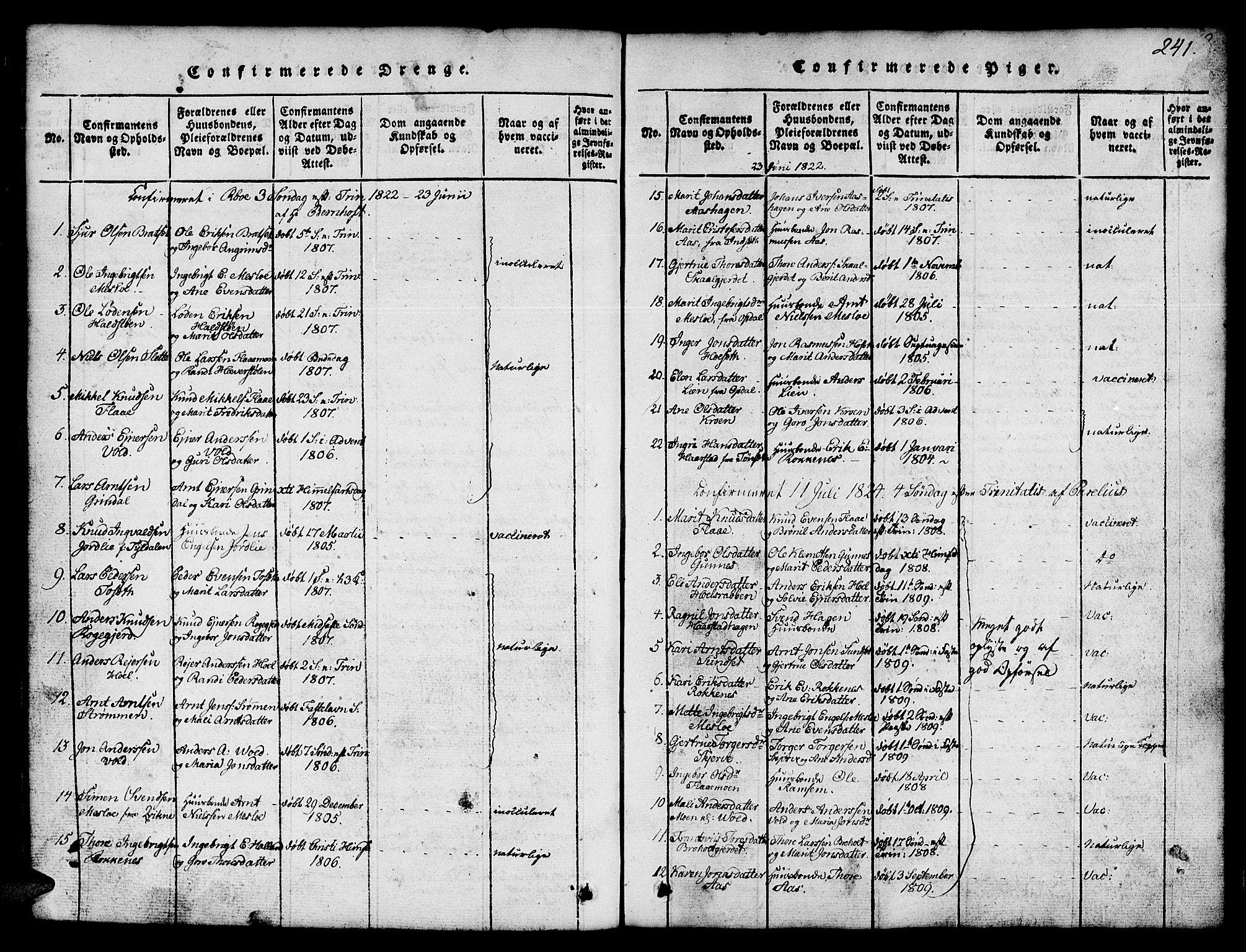 Ministerialprotokoller, klokkerbøker og fødselsregistre - Sør-Trøndelag, SAT/A-1456/674/L0874: Parish register (copy) no. 674C01, 1816-1860, p. 241