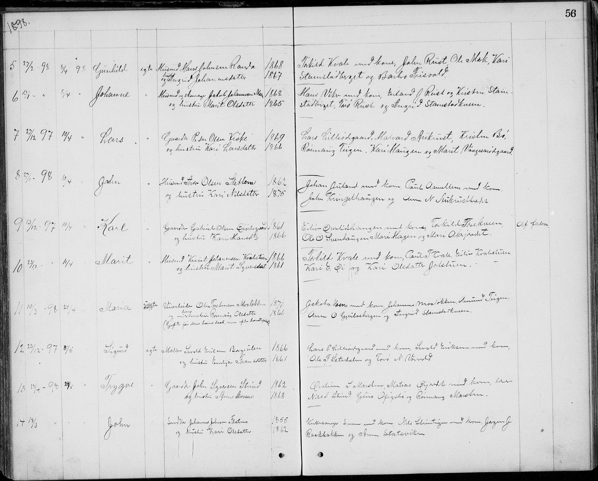 Lom prestekontor, SAH/PREST-070/L/L0013: Parish register (copy) no. 13, 1874-1938, p. 56