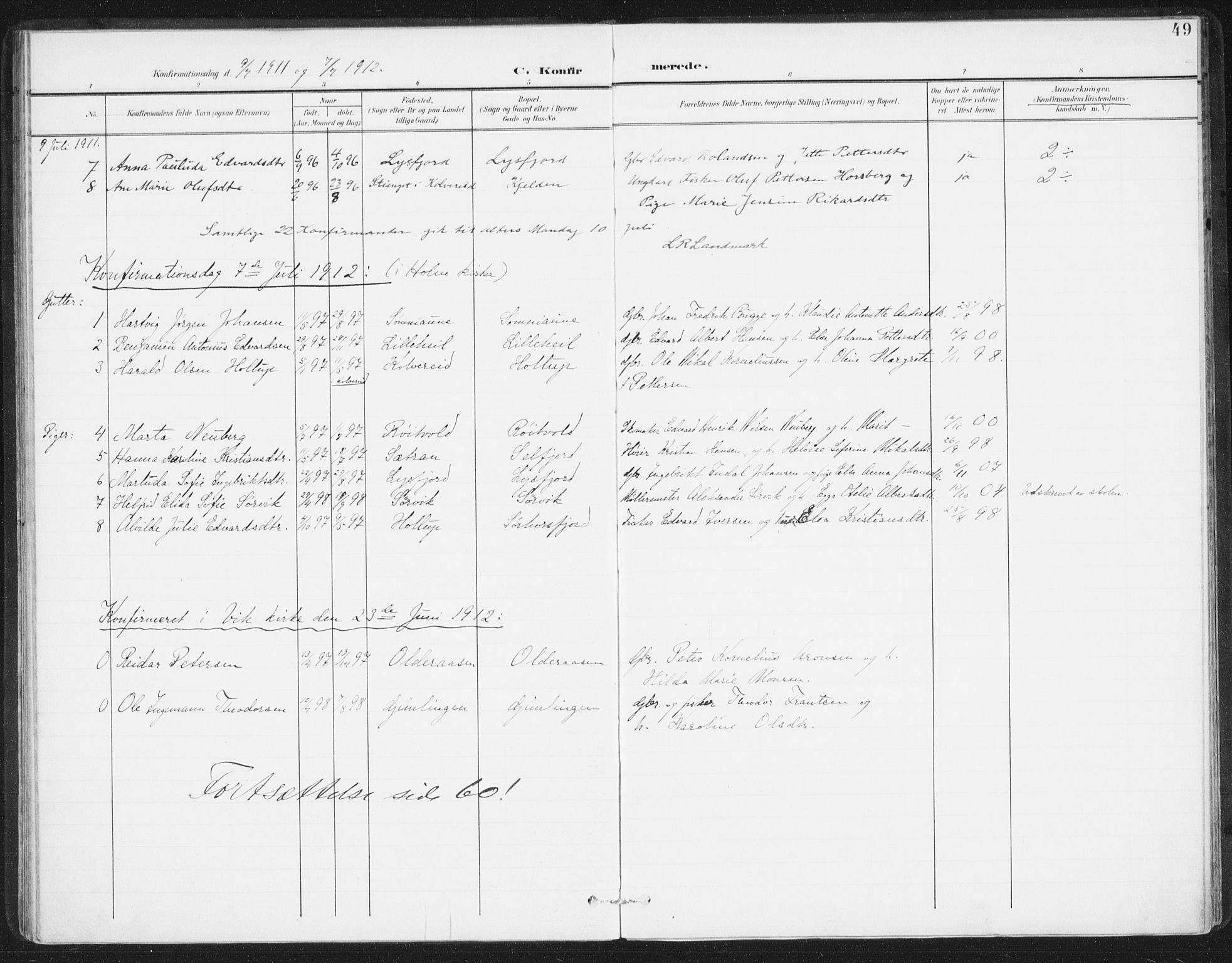 Ministerialprotokoller, klokkerbøker og fødselsregistre - Nordland, AV/SAT-A-1459/811/L0167: Parish register (official) no. 811A04, 1899-1913, p. 49