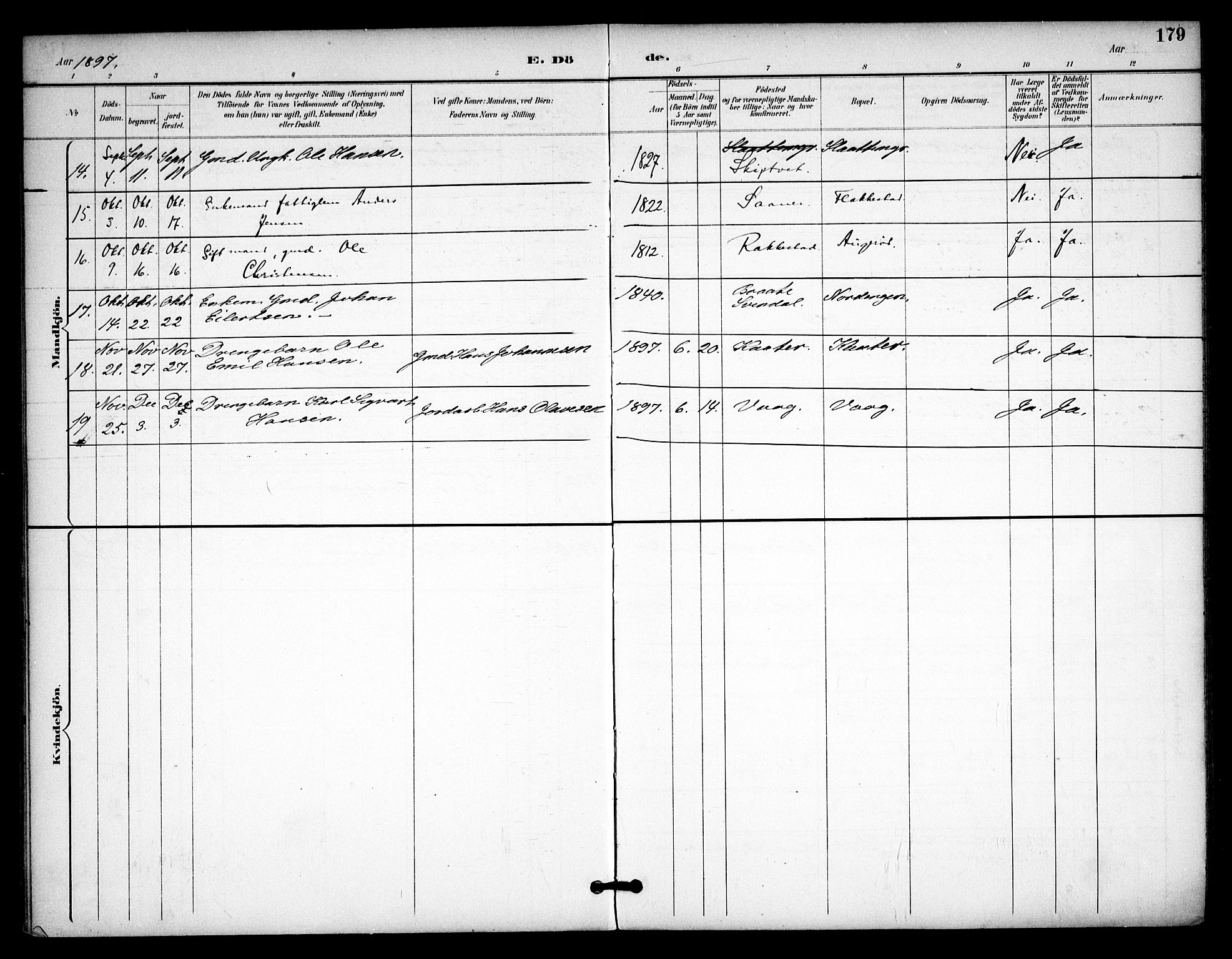 Våler prestekontor Kirkebøker, SAO/A-11083/F/Fa/L0011: Parish register (official) no. I 11, 1893-1909, p. 179