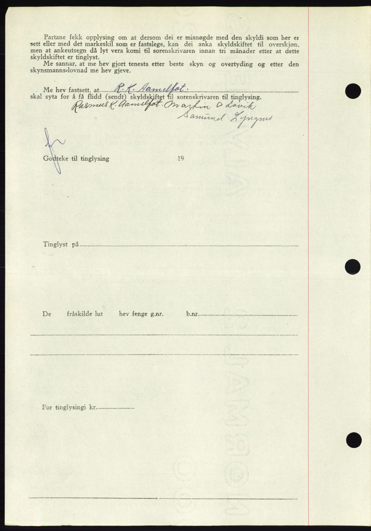 Søre Sunnmøre sorenskriveri, AV/SAT-A-4122/1/2/2C/L0081: Mortgage book no. 7A, 1947-1948, Diary no: : 1440/1947