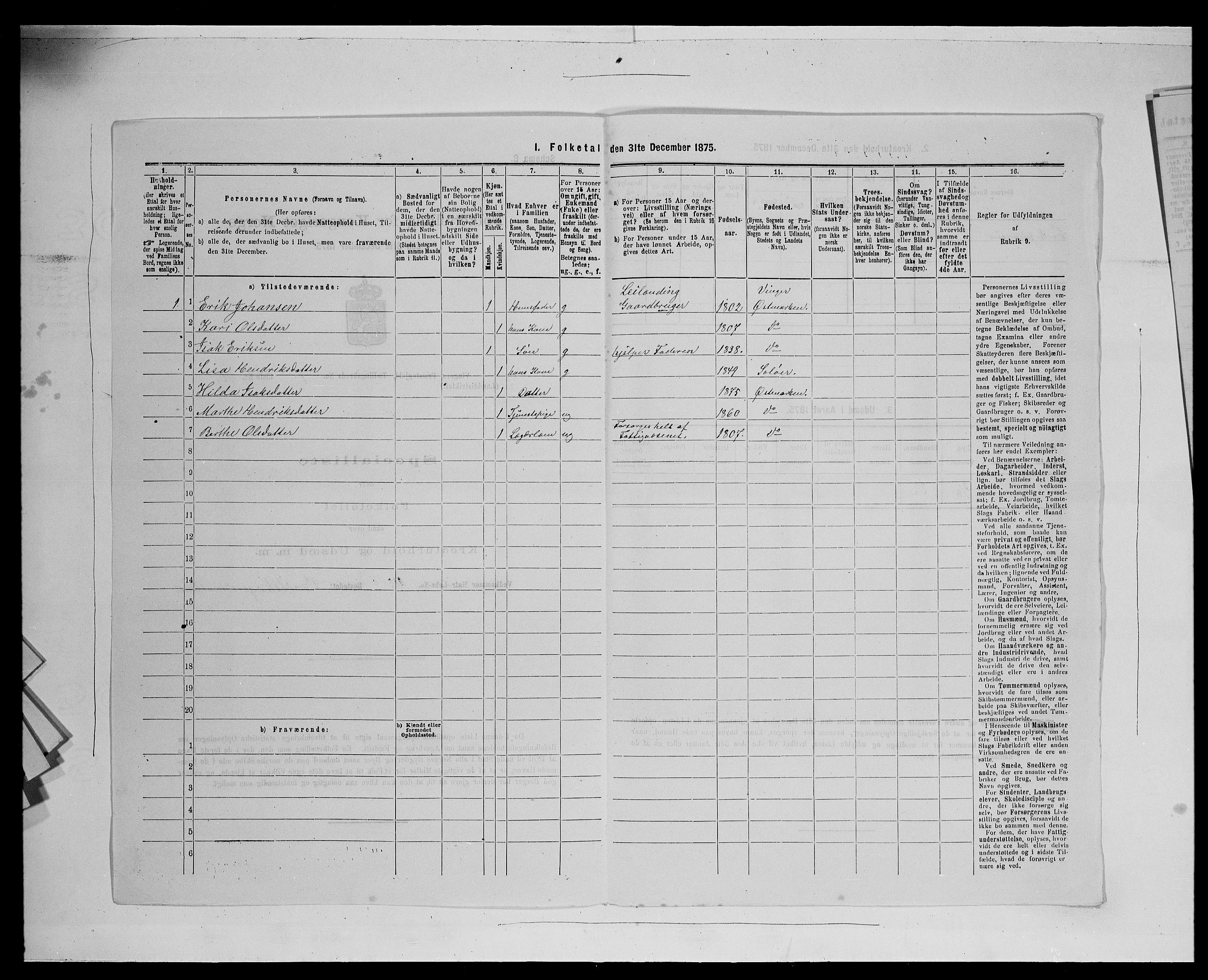 SAH, 1875 census for 0421L Vinger/Vinger og Austmarka, 1875, p. 1234