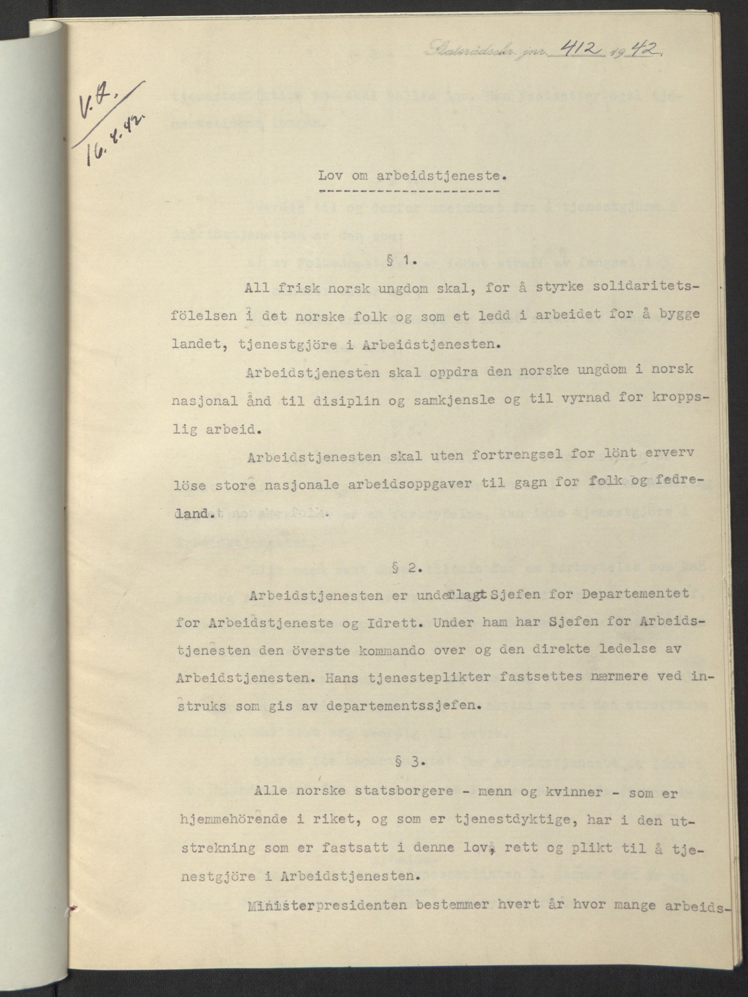 NS-administrasjonen 1940-1945 (Statsrådsekretariatet, de kommisariske statsråder mm), AV/RA-S-4279/D/Db/L0097: Lover I, 1942, p. 290