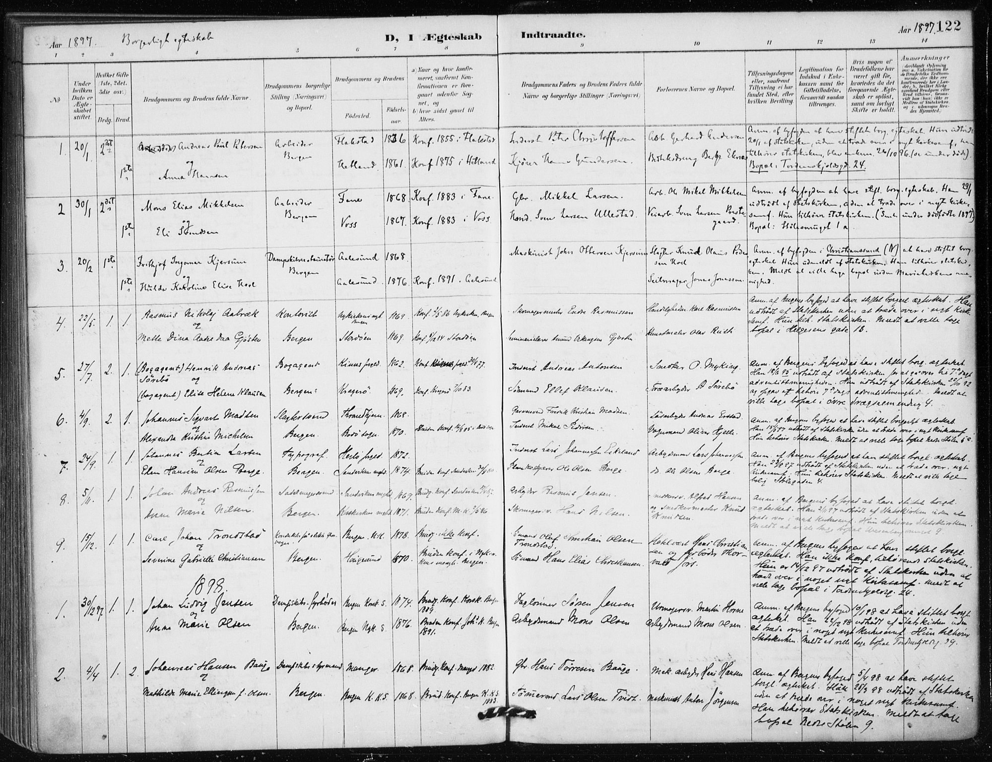 Mariakirken Sokneprestembete, SAB/A-76901/H/Haa/L0013: Parish register (official) no. C 1, 1889-1900, p. 122