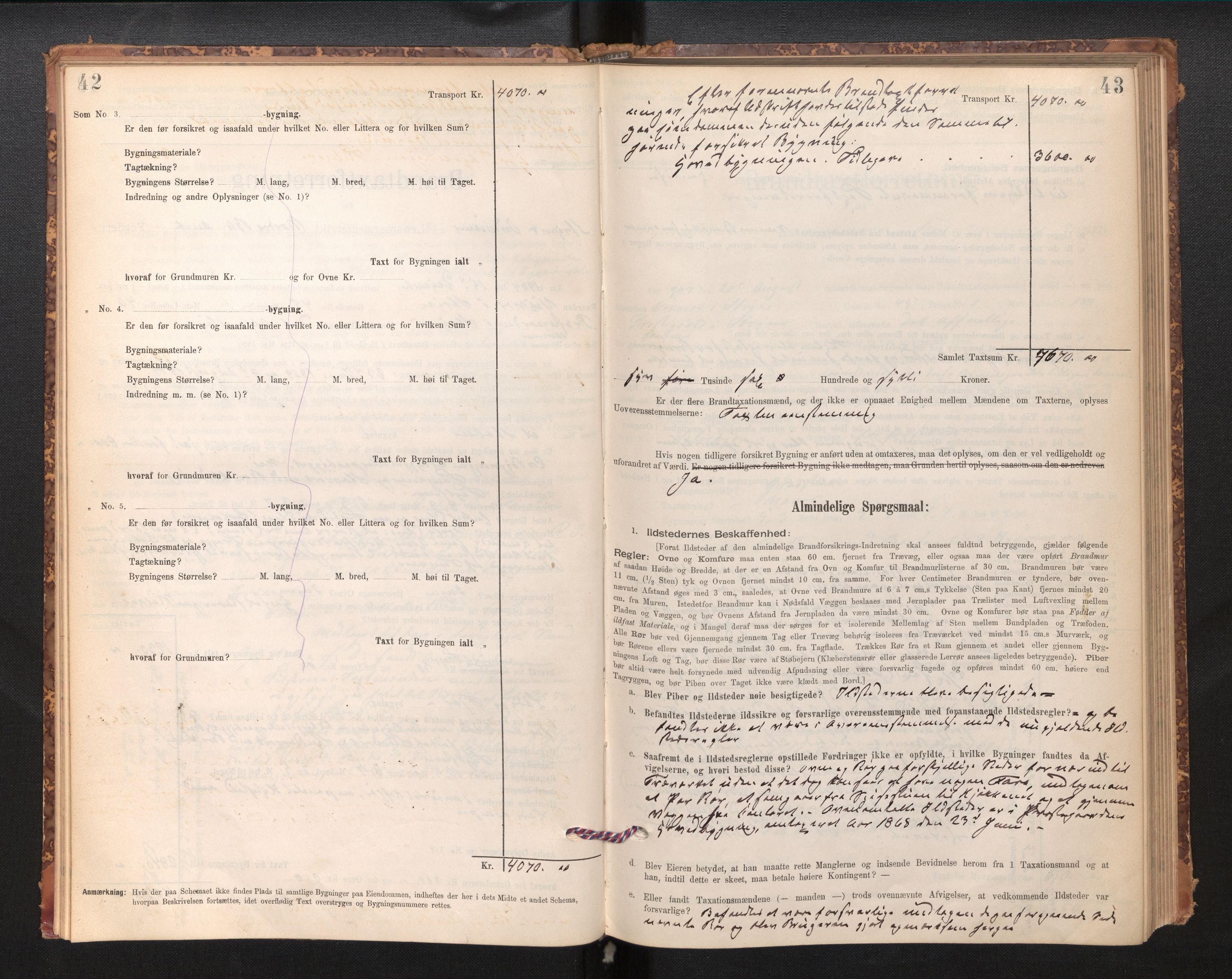 Lensmannen i Stryn og Innvik, SAB/A-30201/0012/L0002: Branntakstprotokoll, skjematakst, 1894-1942, p. 42-43