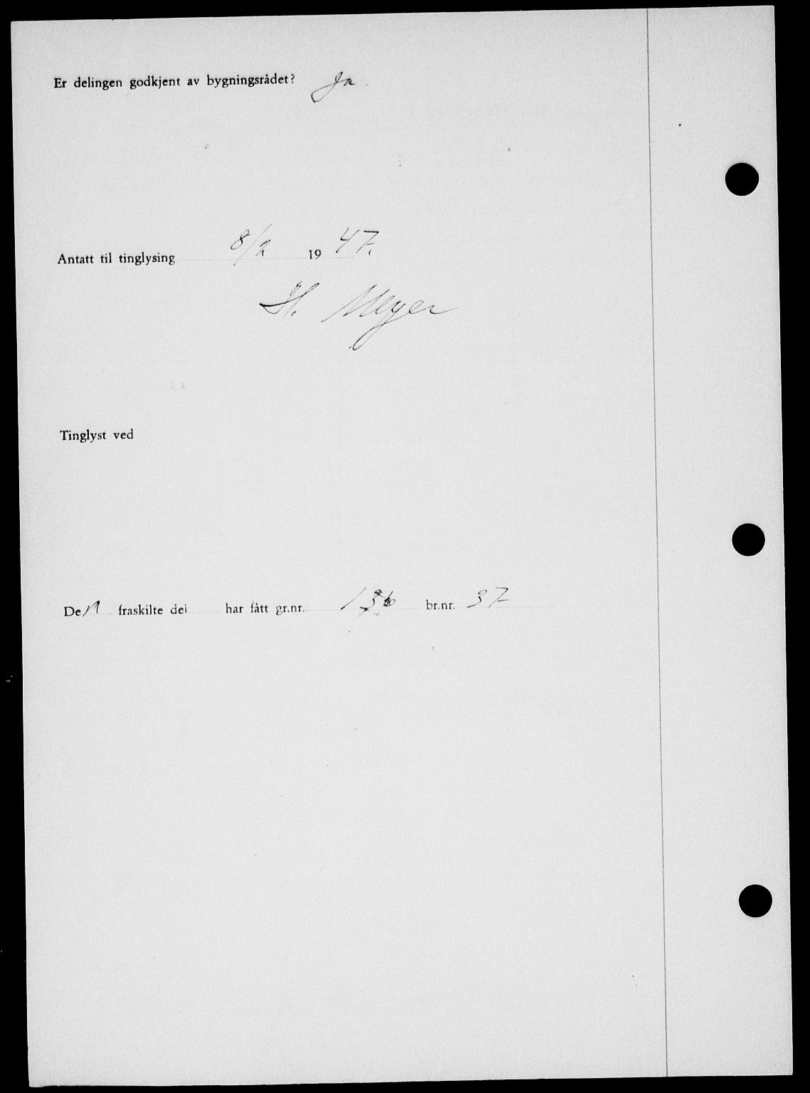 Onsøy sorenskriveri, SAO/A-10474/G/Ga/Gab/L0018: Mortgage book no. II A-18, 1946-1947, Diary no: : 336/1947