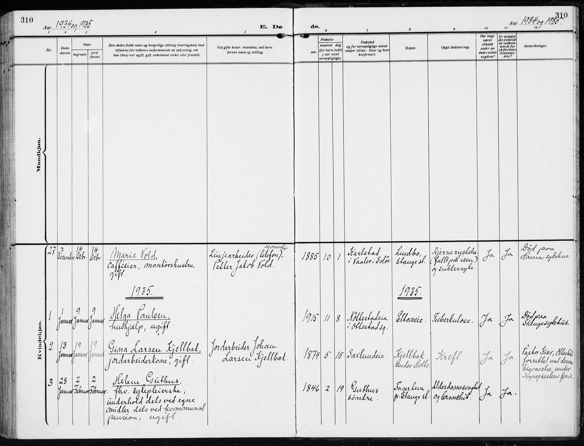 Stange prestekontor, SAH/PREST-002/K/L0026: Parish register (official) no. 26, 1923-1937, p. 310