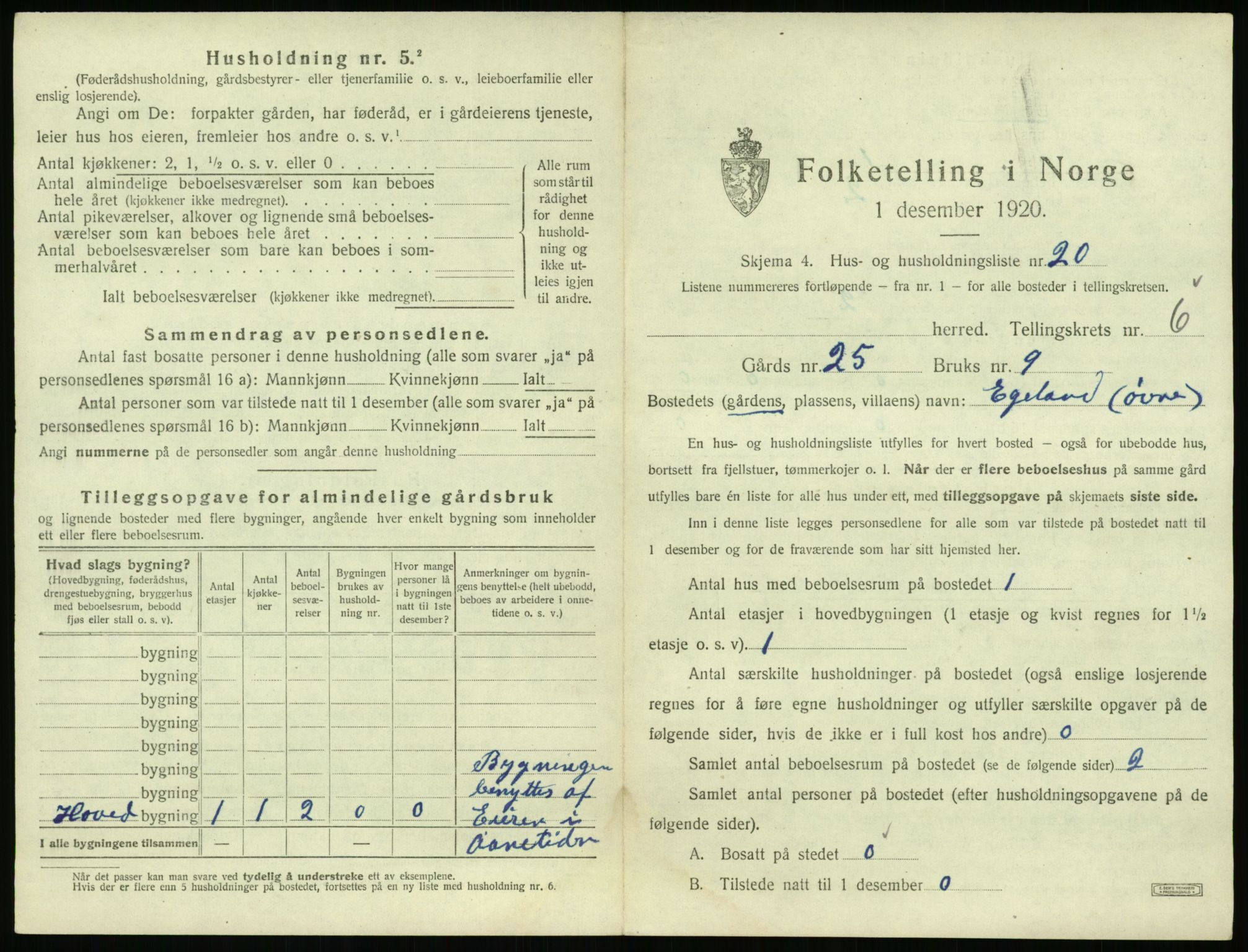 SAK, 1920 census for Vestre Moland, 1920, p. 857