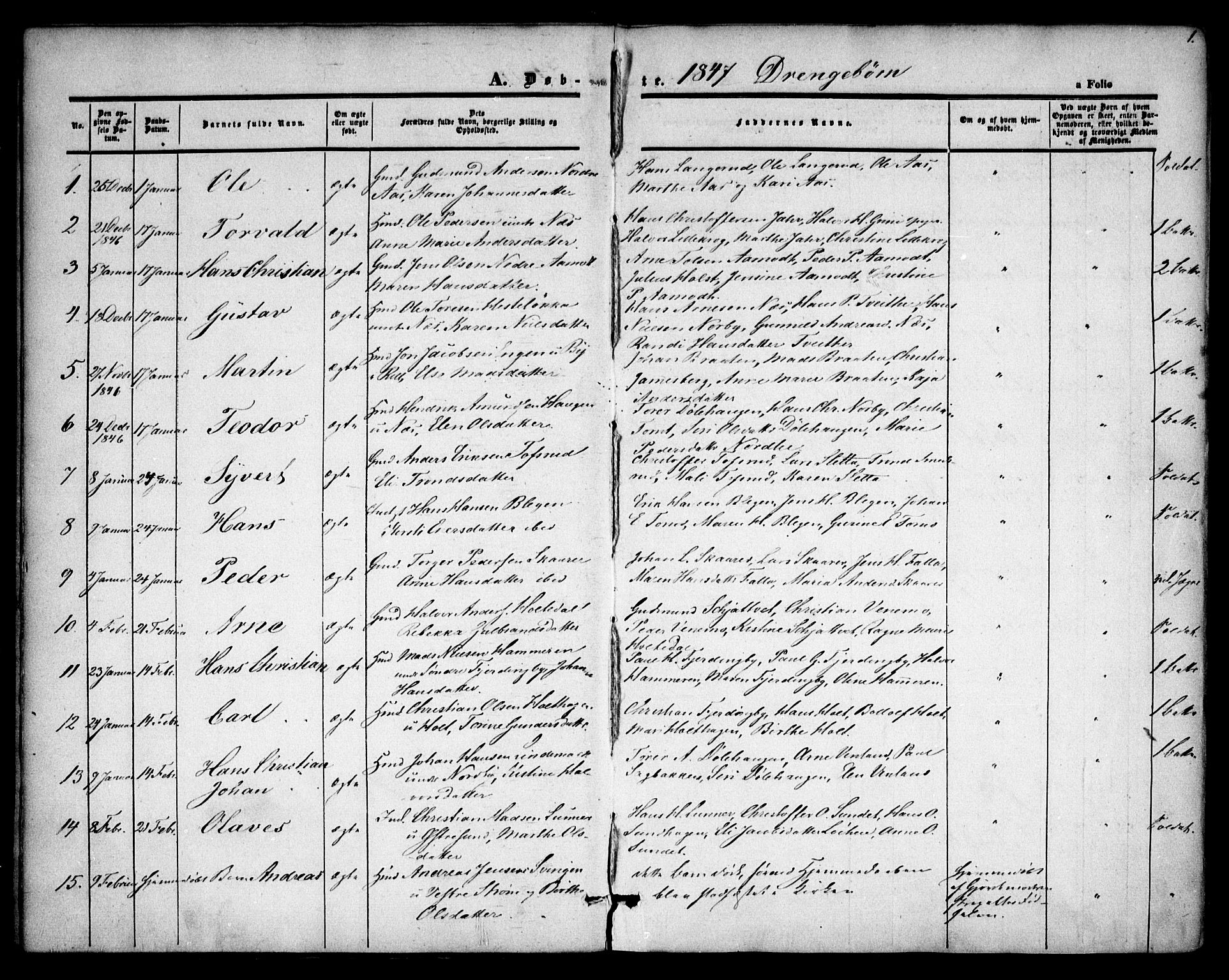 Fet prestekontor Kirkebøker, SAO/A-10370a/F/Fa/L0010: Parish register (official) no. I 10, 1847-1859, p. 1