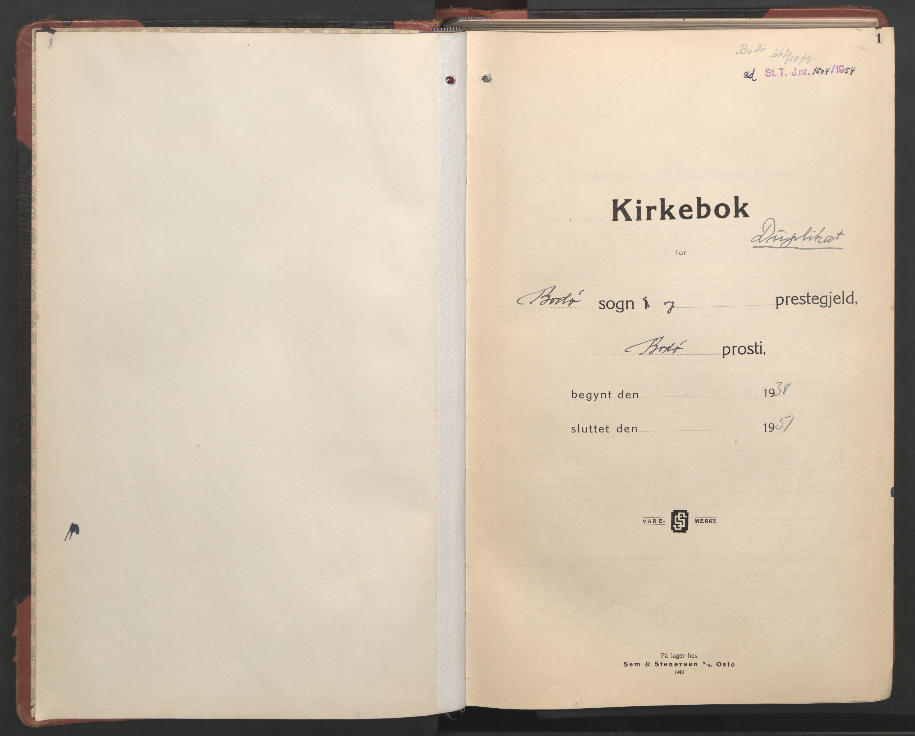 Ministerialprotokoller, klokkerbøker og fødselsregistre - Nordland, SAT/A-1459/801/L0039: Parish register (copy) no. 801C14, 1937-1951, p. 1