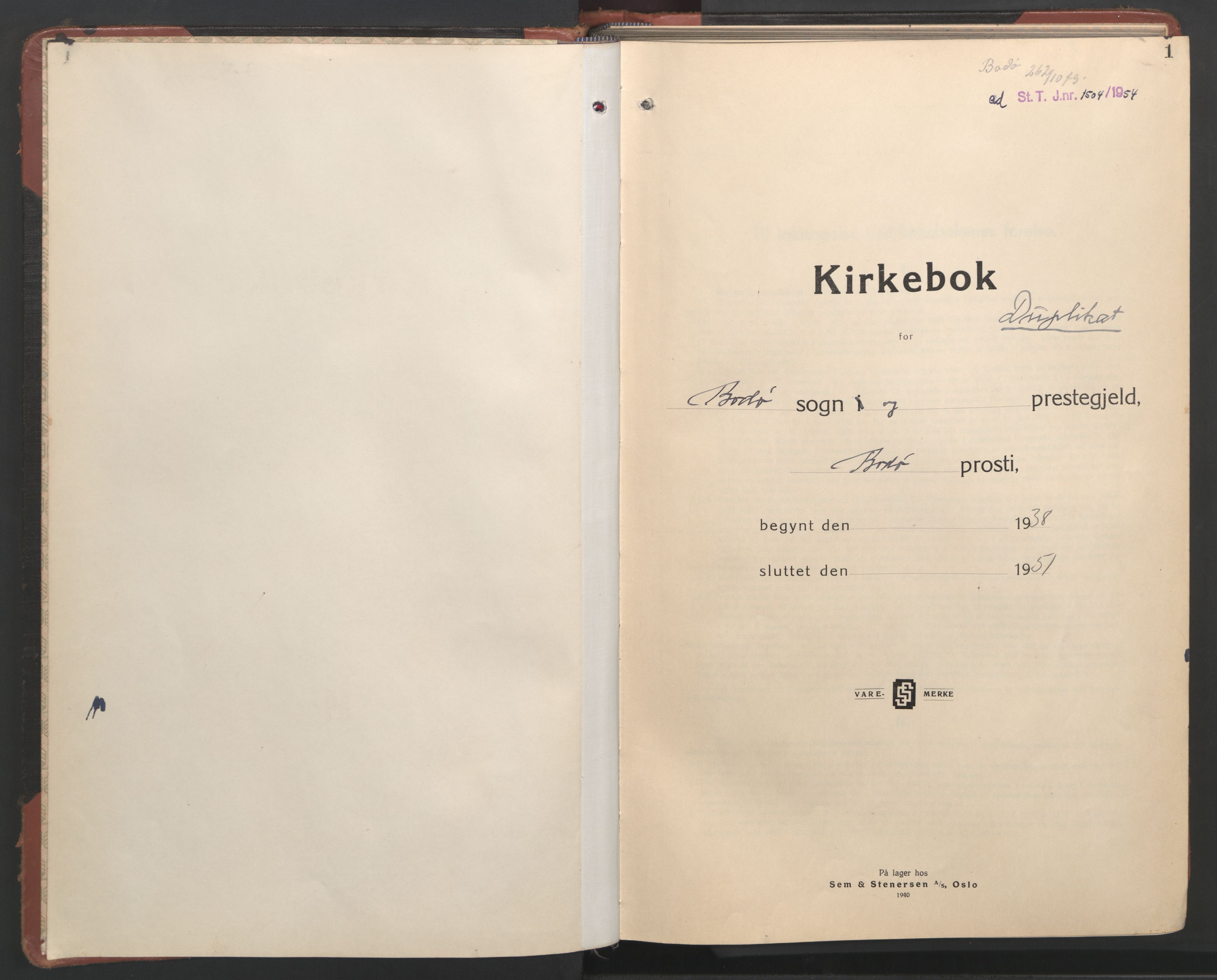 Ministerialprotokoller, klokkerbøker og fødselsregistre - Nordland, AV/SAT-A-1459/801/L0039: Parish register (copy) no. 801C14, 1937-1951, p. 1