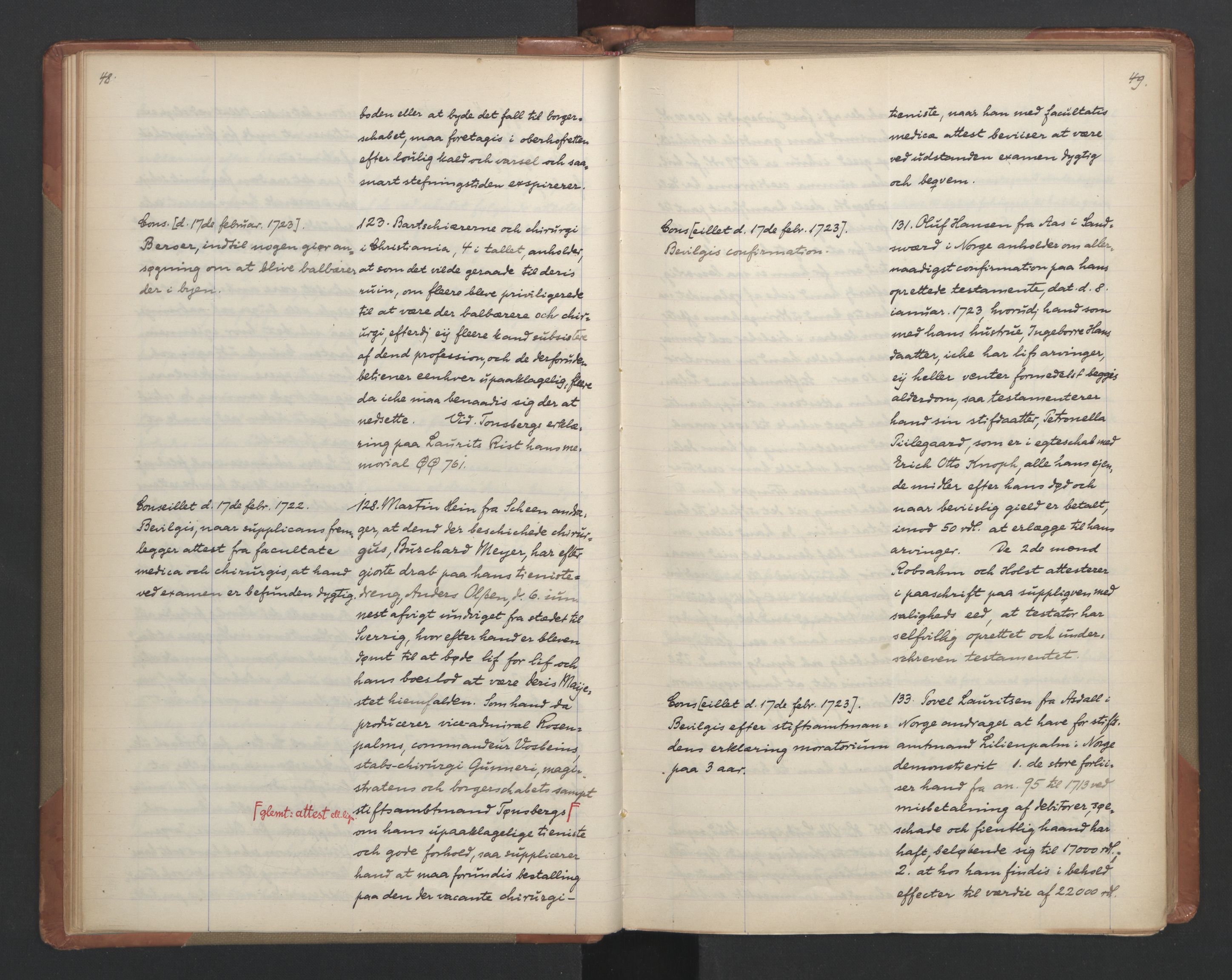 Avskriftsamlingen, AV/RA-EA-4022/F/Fa/L0086: Supplikker, 1723, p. 29
