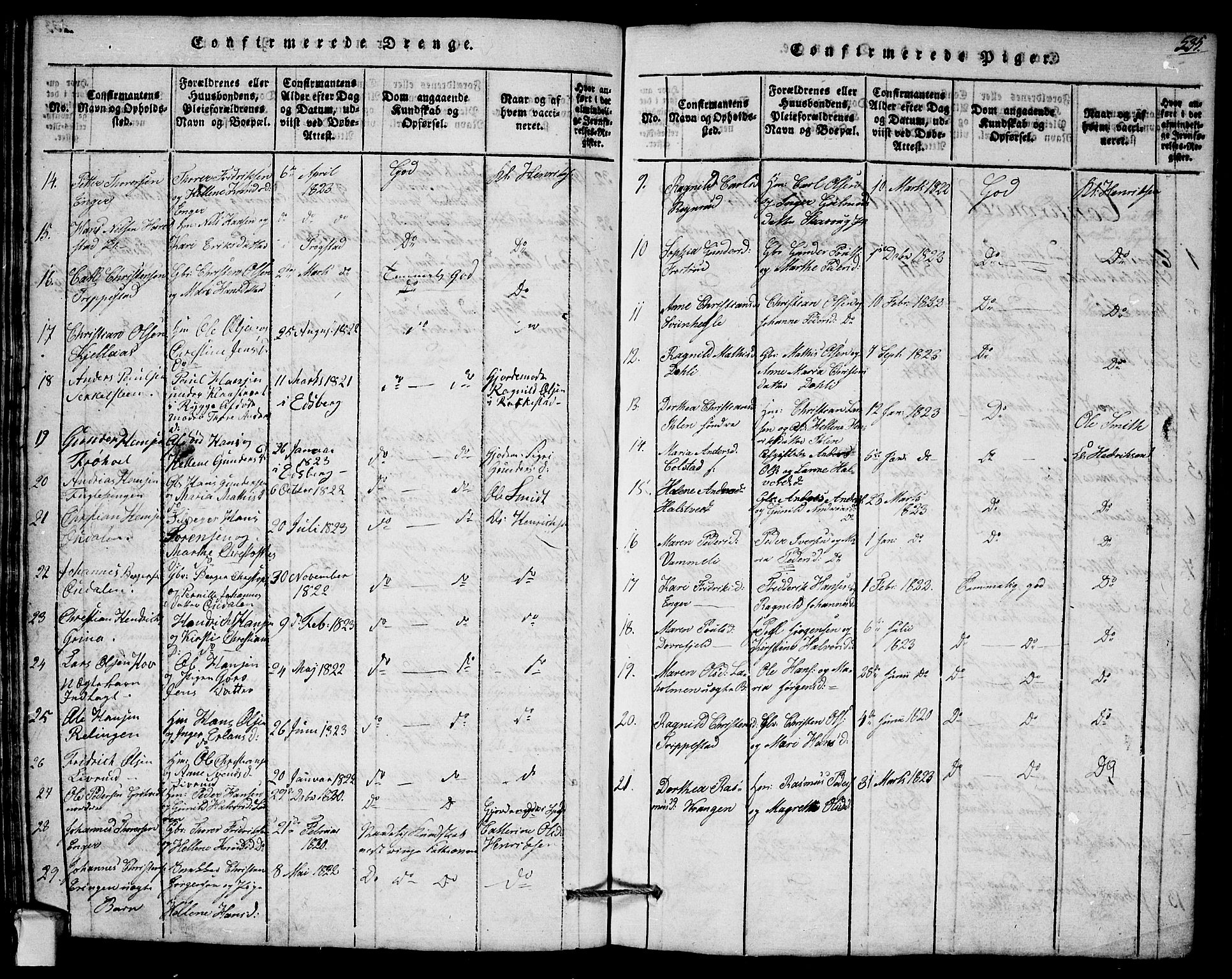 Askim prestekontor Kirkebøker, AV/SAO-A-10900/G/Ga/L0001: Parish register (copy) no. 1, 1817-1846, p. 534-535