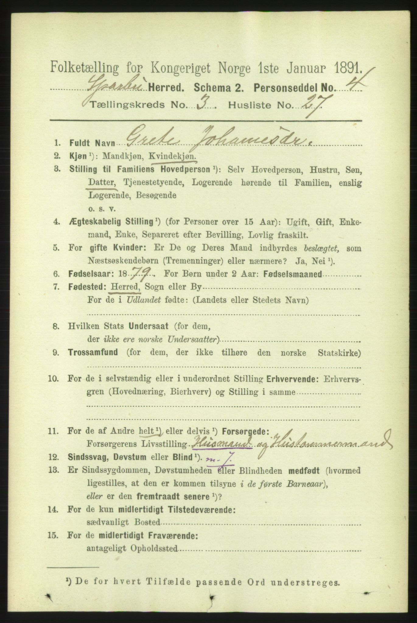 RA, 1891 census for 1731 Sparbu, 1891, p. 1012