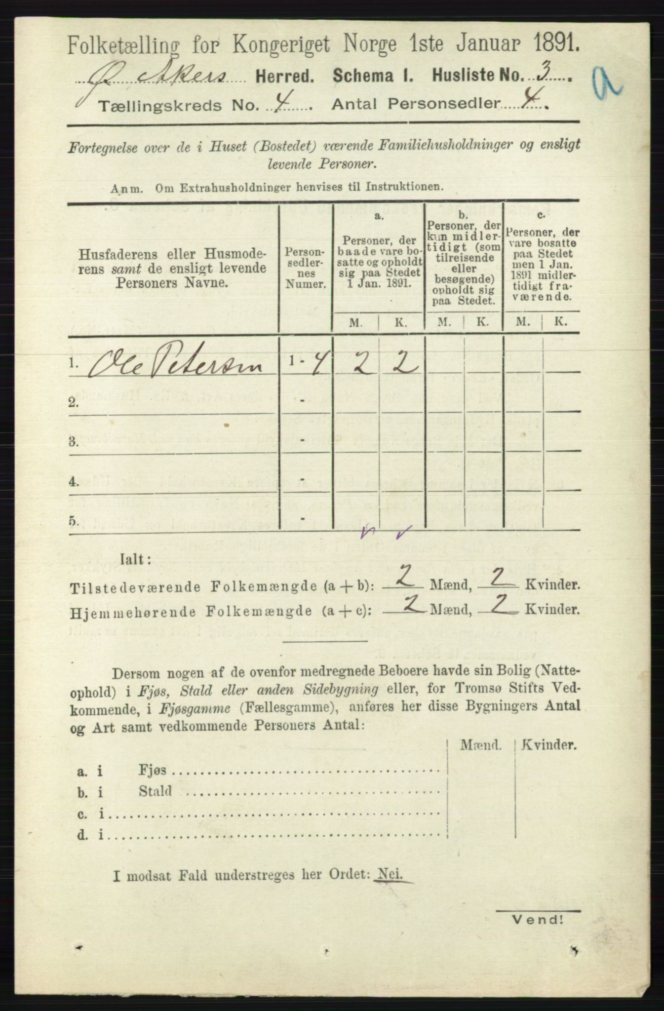 RA, 1891 census for 0218 Aker, 1891, p. 3859