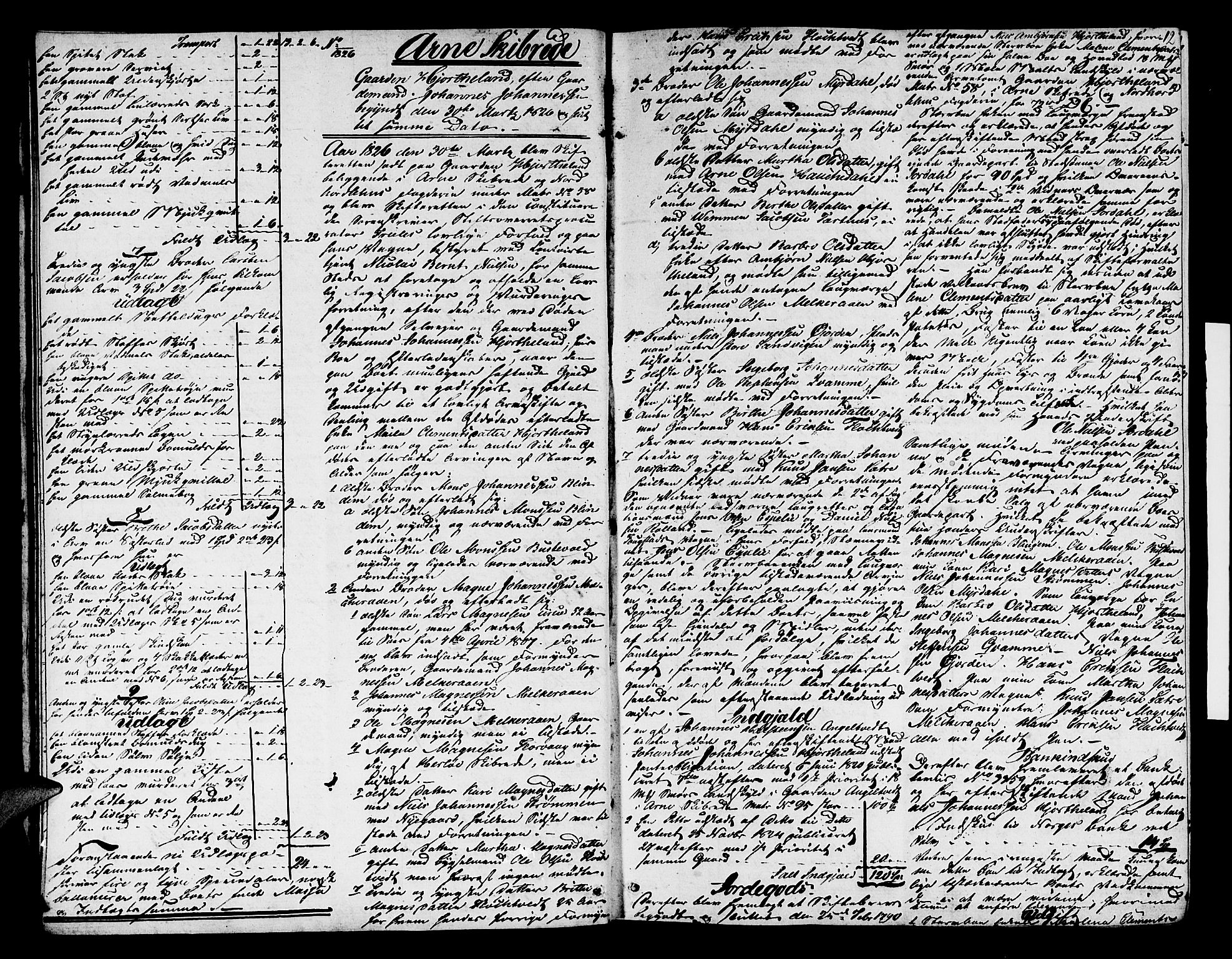 Nordhordland sorenskrivar, AV/SAB-A-2901/1/H/Ha/L0016: Skifteprotokollar Nordhordland , 1825-1827, p. 11b-12a