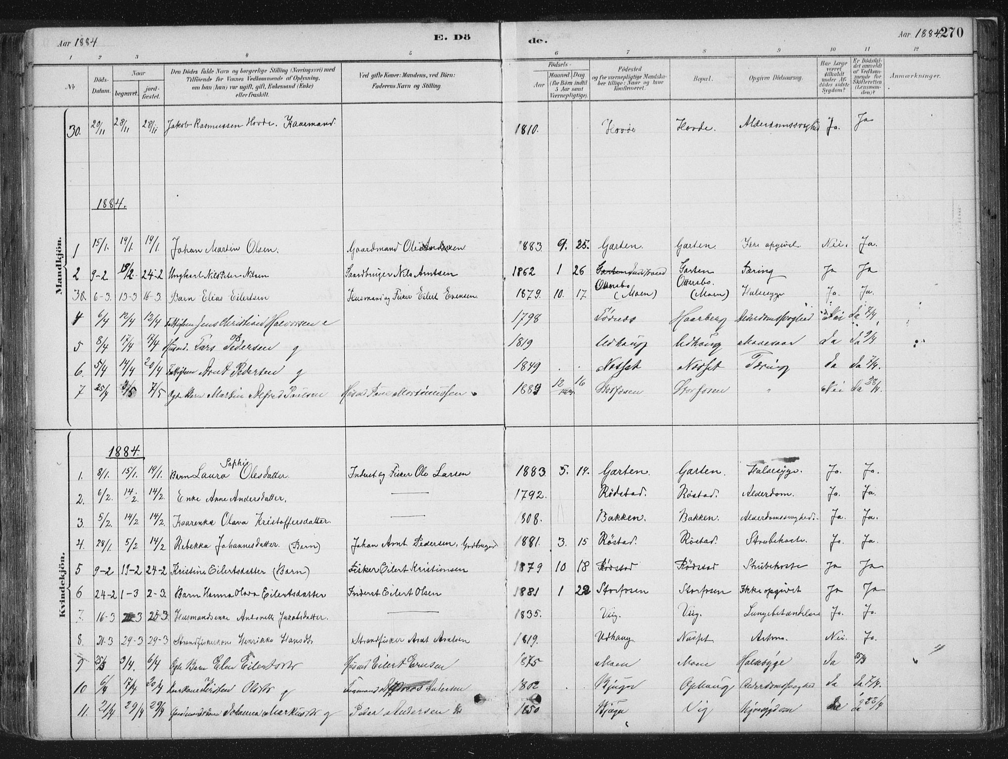Ministerialprotokoller, klokkerbøker og fødselsregistre - Sør-Trøndelag, SAT/A-1456/659/L0739: Parish register (official) no. 659A09, 1879-1893, p. 270