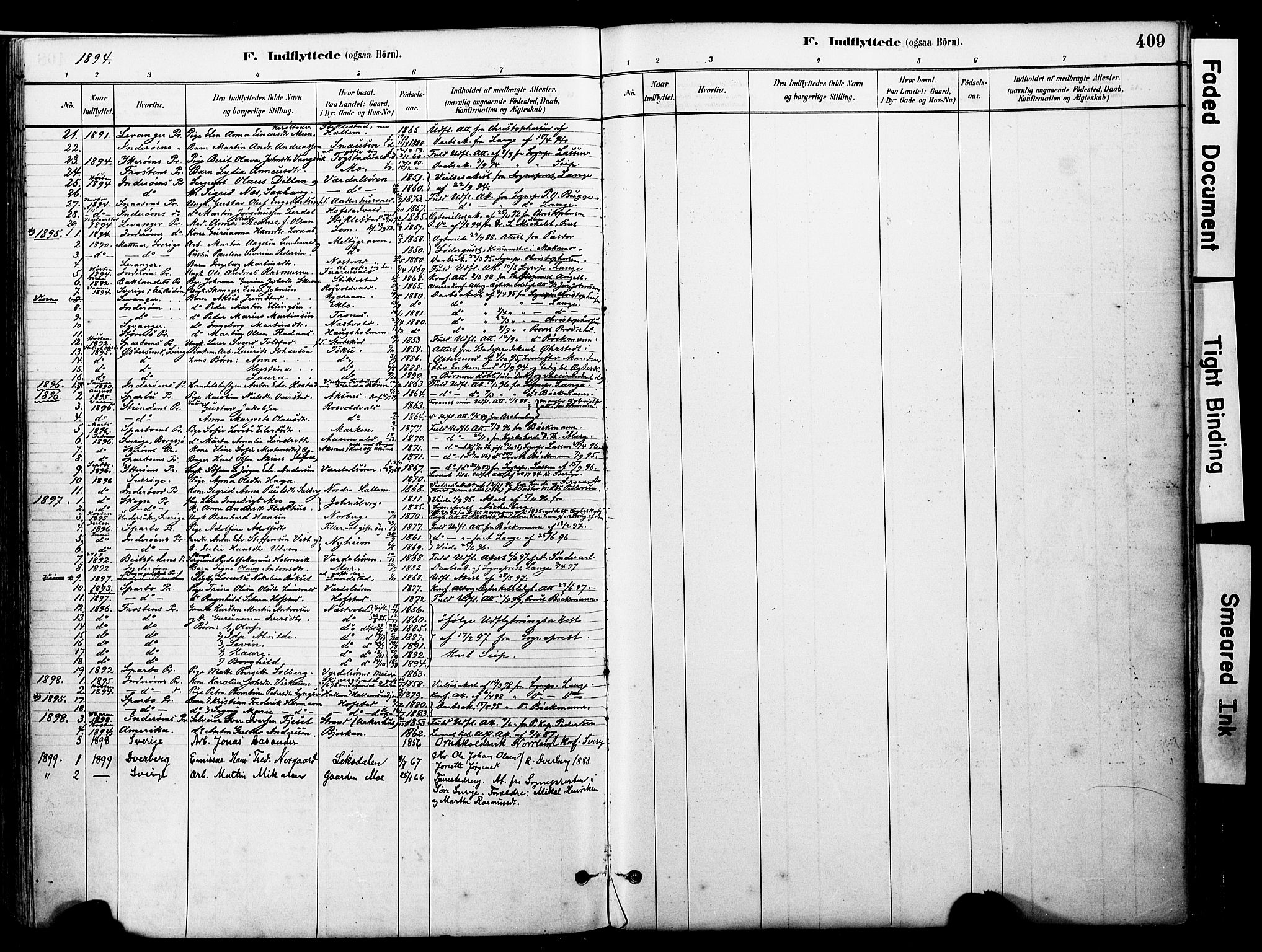 Ministerialprotokoller, klokkerbøker og fødselsregistre - Nord-Trøndelag, SAT/A-1458/723/L0244: Parish register (official) no. 723A13, 1881-1899, p. 409