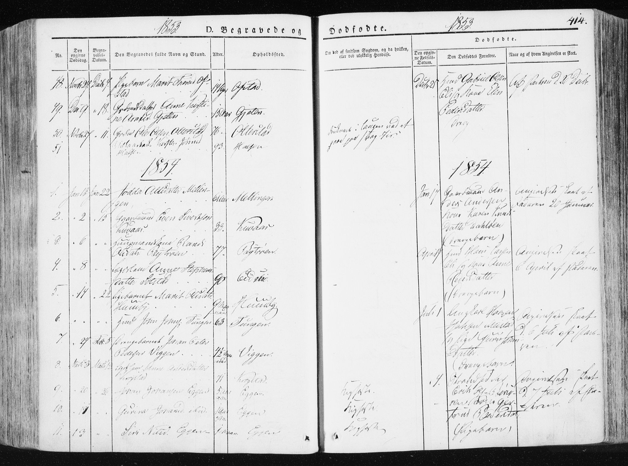Ministerialprotokoller, klokkerbøker og fødselsregistre - Sør-Trøndelag, SAT/A-1456/665/L0771: Parish register (official) no. 665A06, 1830-1856, p. 414