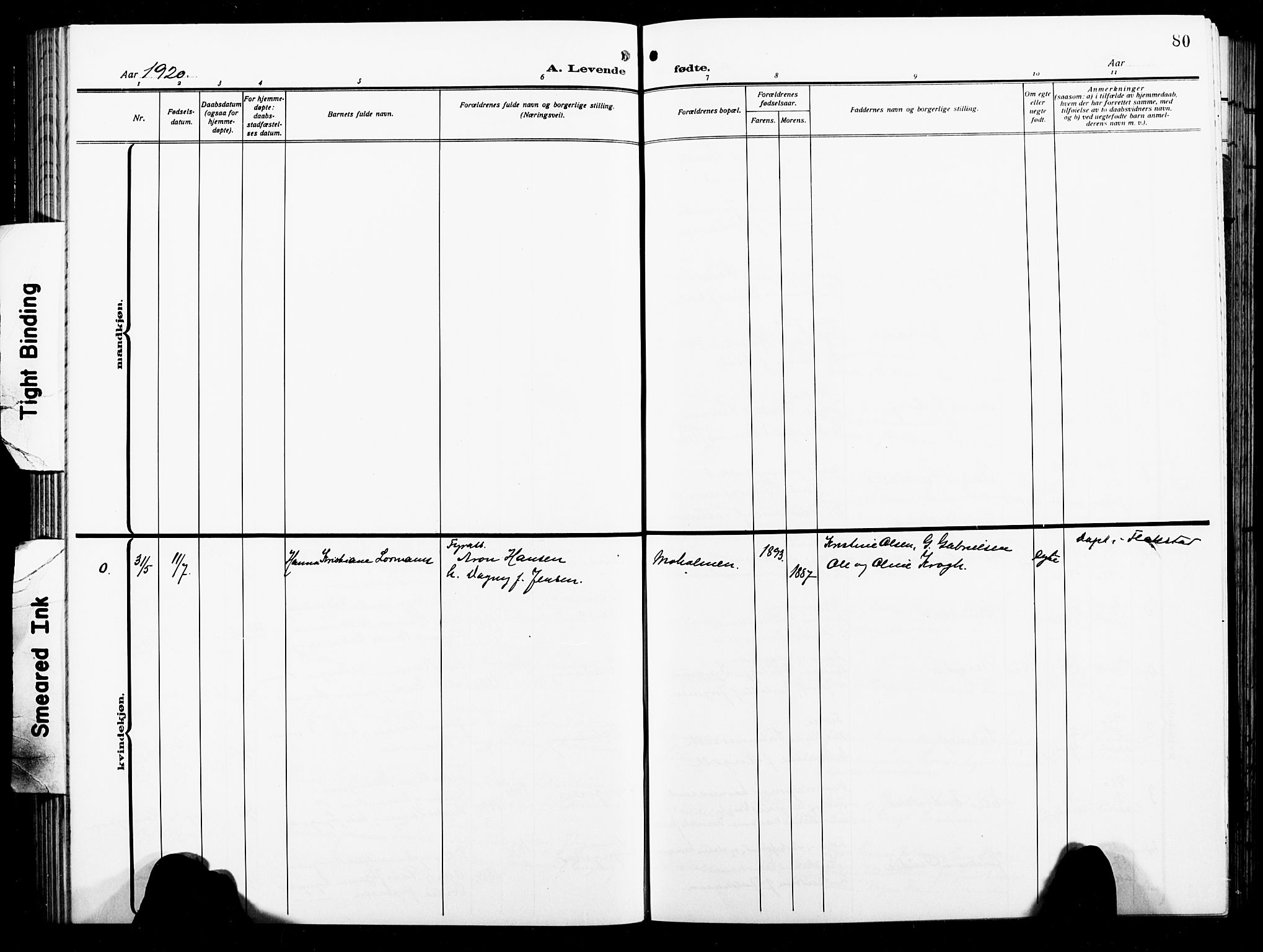 Ministerialprotokoller, klokkerbøker og fødselsregistre - Nordland, AV/SAT-A-1459/874/L1080: Parish register (copy) no. 874C09, 1915-1925, p. 80