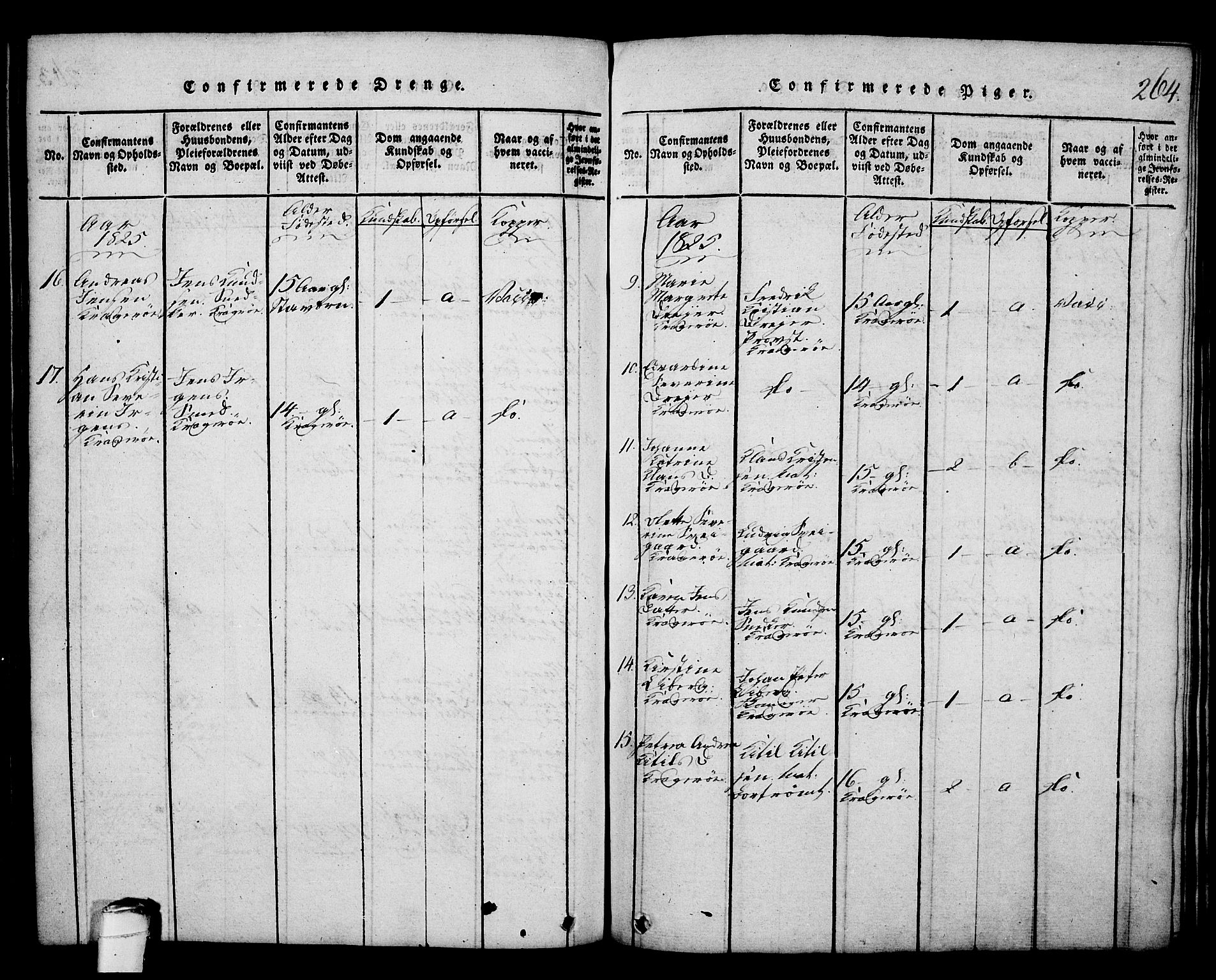 Kragerø kirkebøker, SAKO/A-278/G/Ga/L0002: Parish register (copy) no. 2, 1814-1831, p. 264